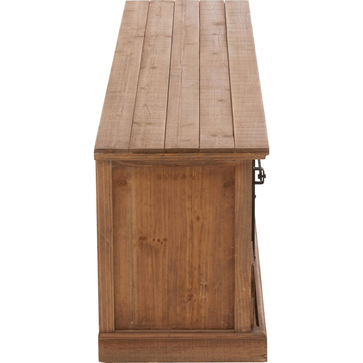 Meuble TV en bois avec portes vitrées style industriel bois naturel effet vieilli, RECOLLECTION