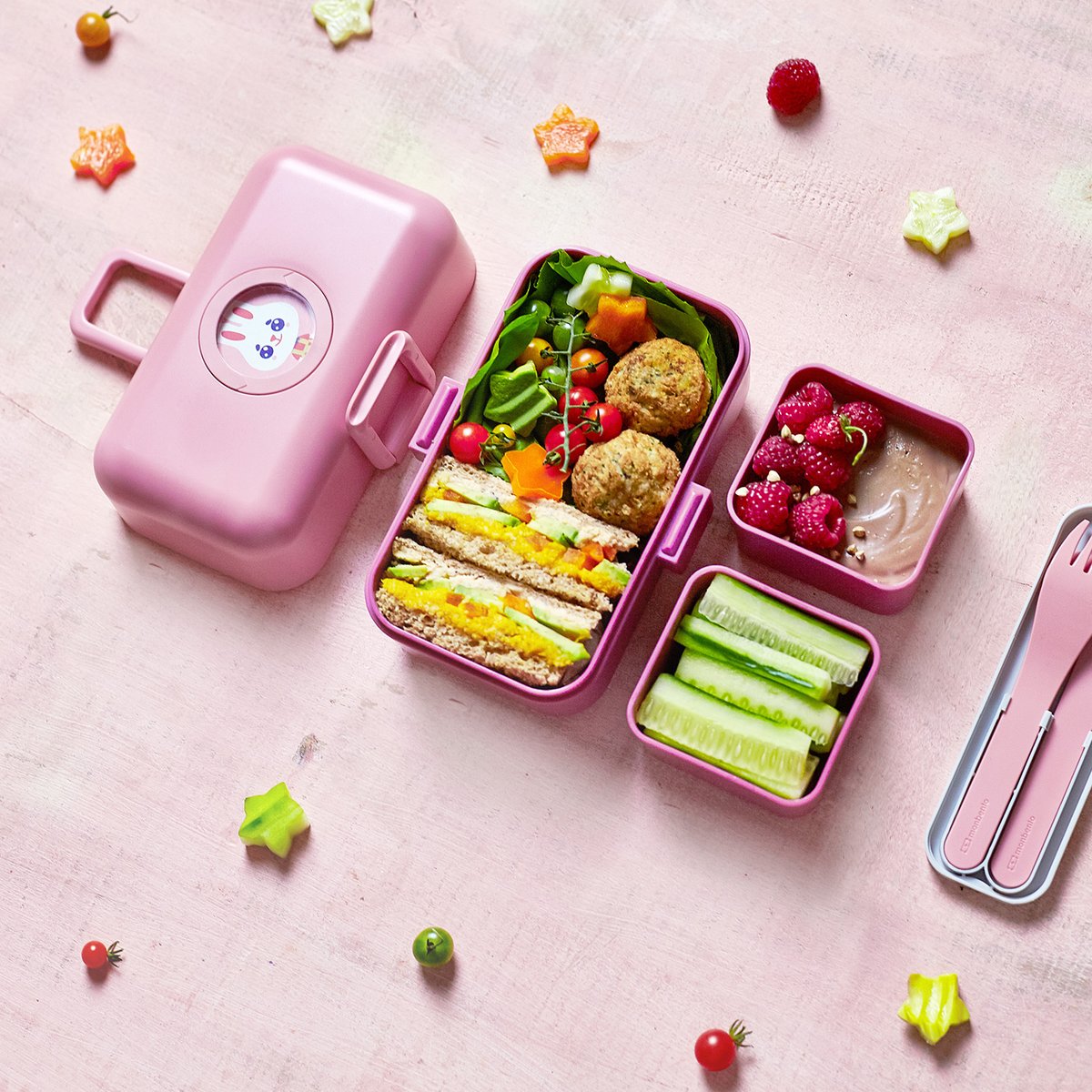 Lunch box à compartiments pour enfant 800ml, MB Tresor rose blush, MONBENTO