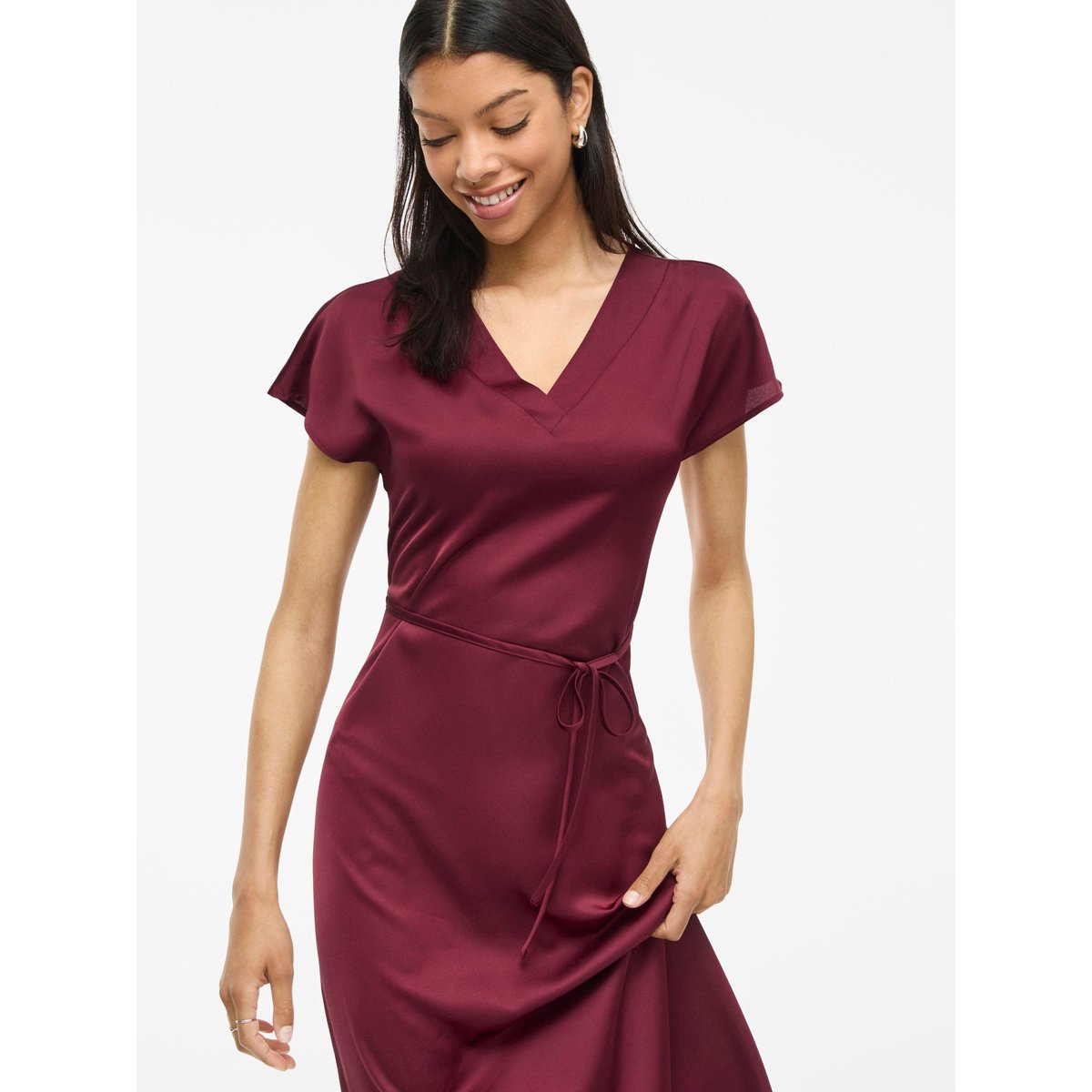 VIELLETTE - Manches courtes Robe mi-longue cabernet, VILA