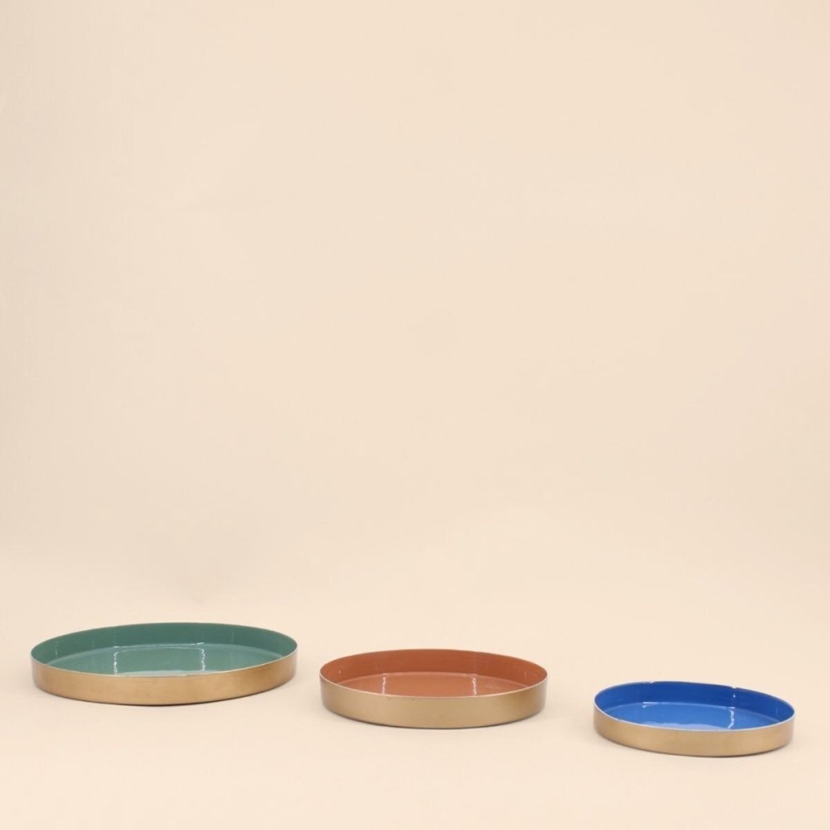 Set de 3 plateaux ronds colorés vert, ORNAMI