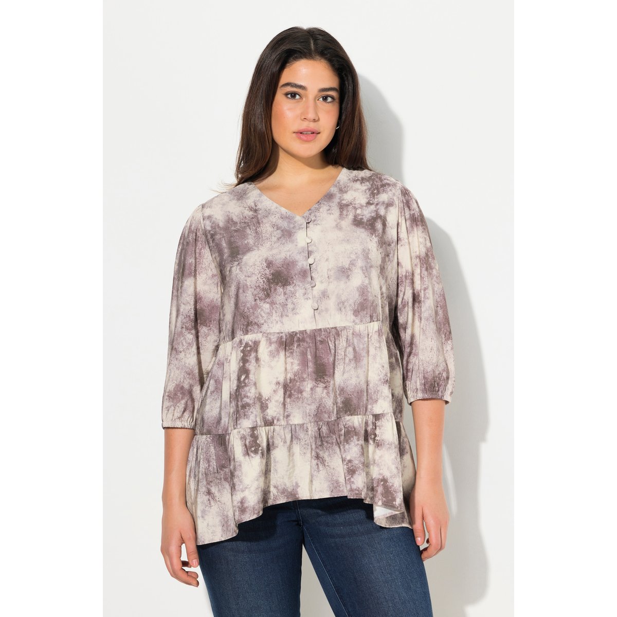 Blouse avec décolleté en V champagne clair, ULLA POPKEN