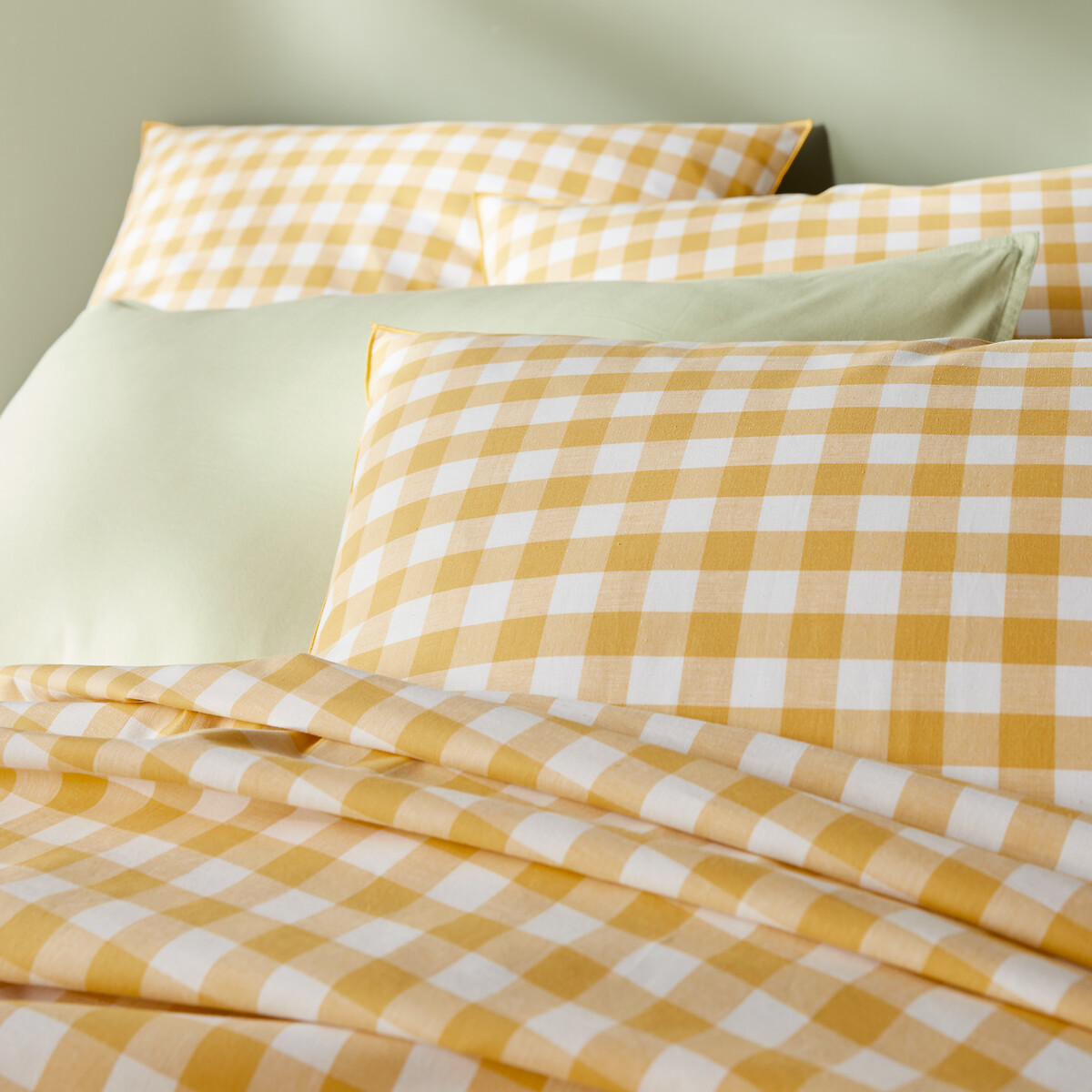 Veldi Yellow Cotton Duvet Cover yellow gingham, LA REDOUTE INTERIEURS