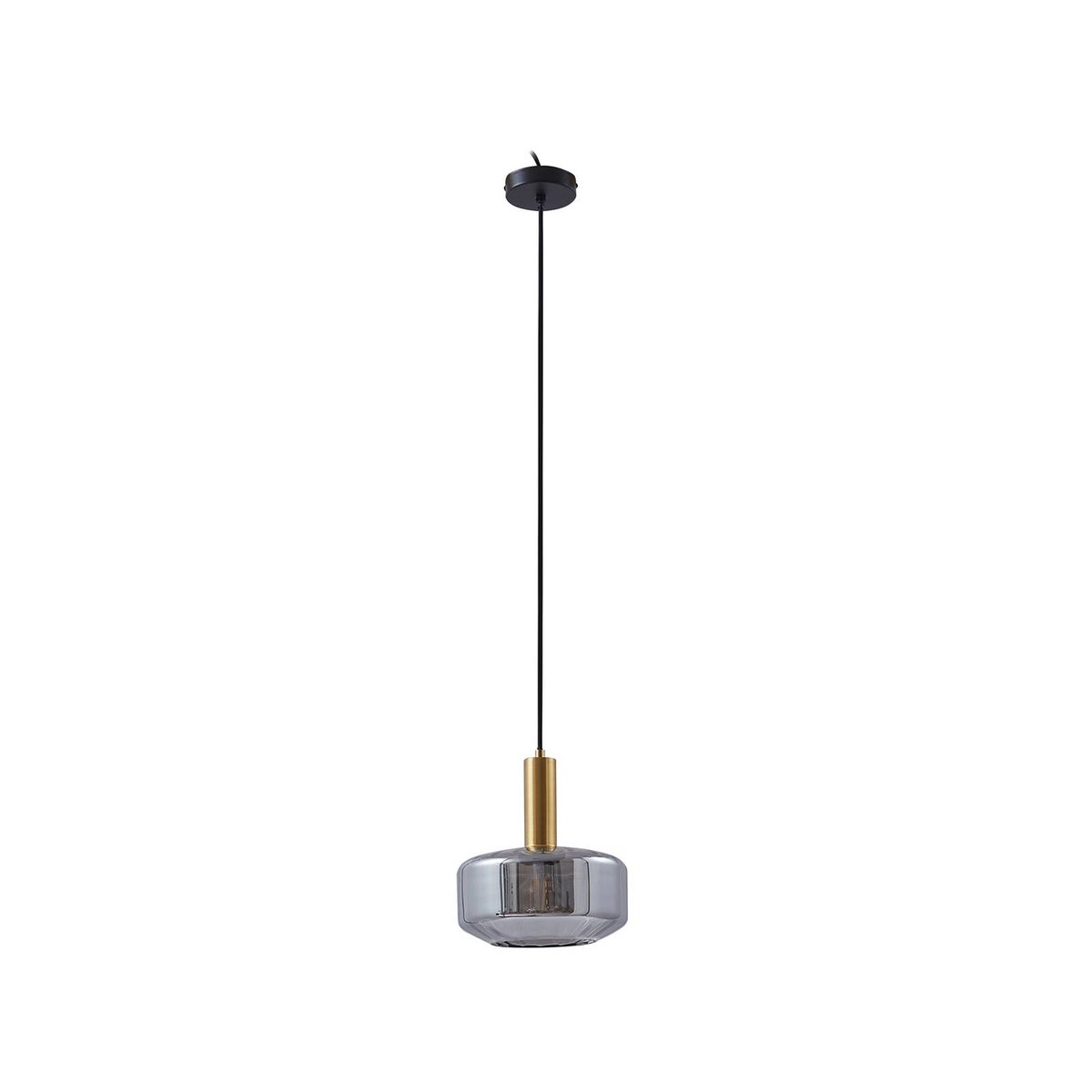 Suspension en verre, Hildur gris fumé, laiton, LINDBY