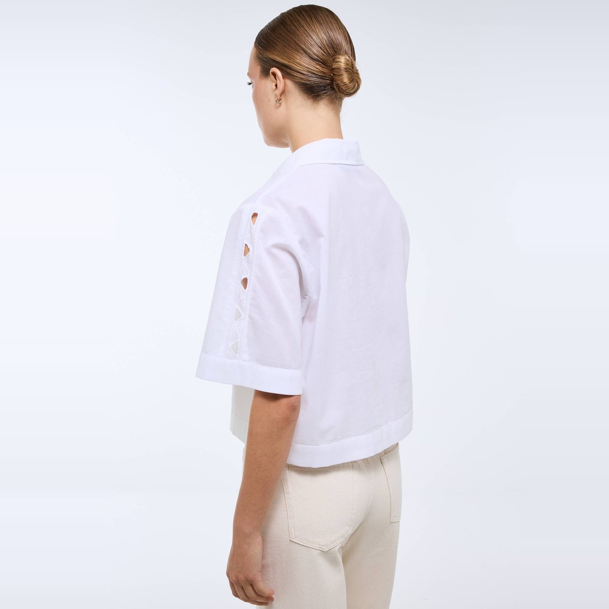 Chemise manches courtes en coton BIO GOTS blanc, MONOPRIX