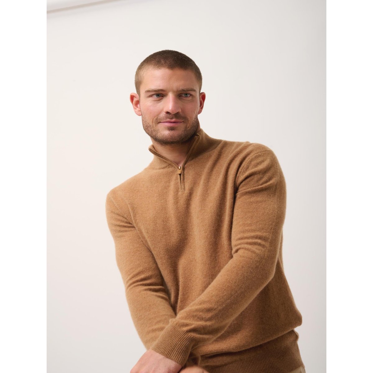 Pull Camionneur Noisette Bradley marron clair, JUST CASHMERE