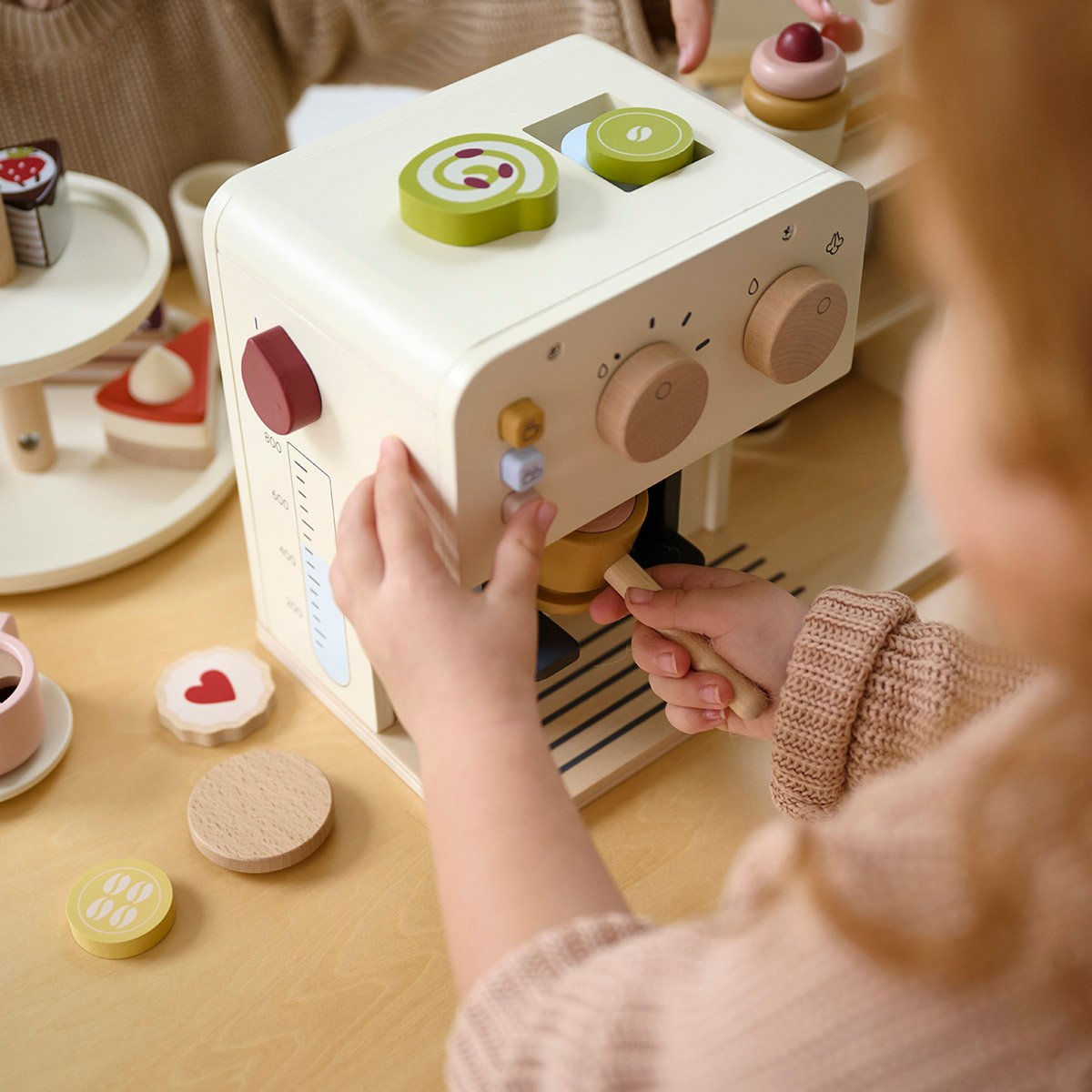 Machine à café 17 éléments NOYER beige, PETITE AMELIE