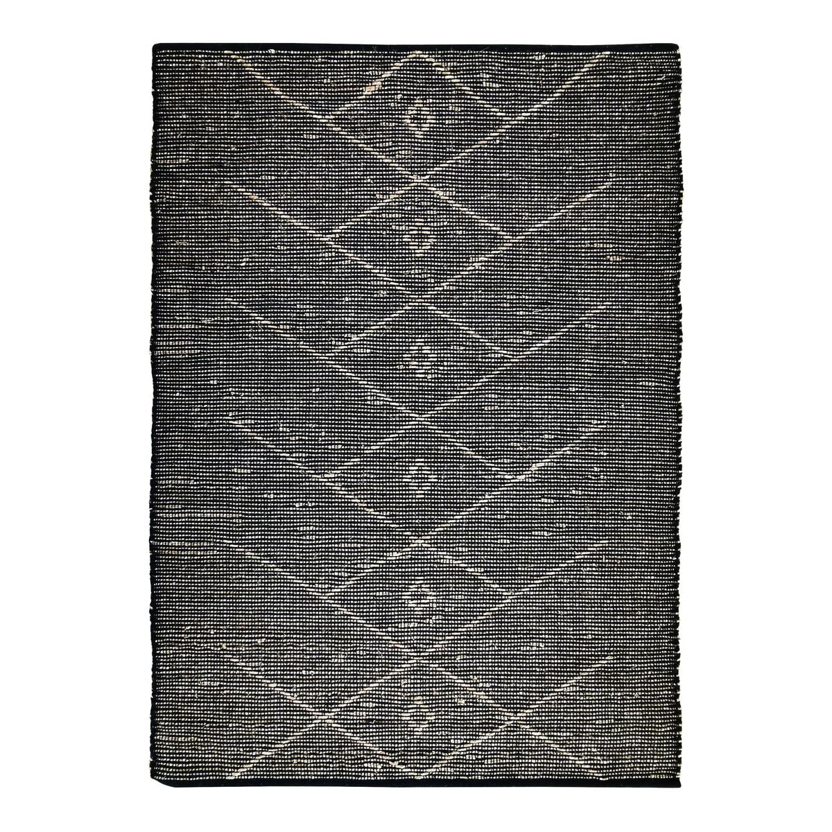Tapis en jonc de mer motif tribal CHIC TRIBAL noir, THE DECO FACTORY