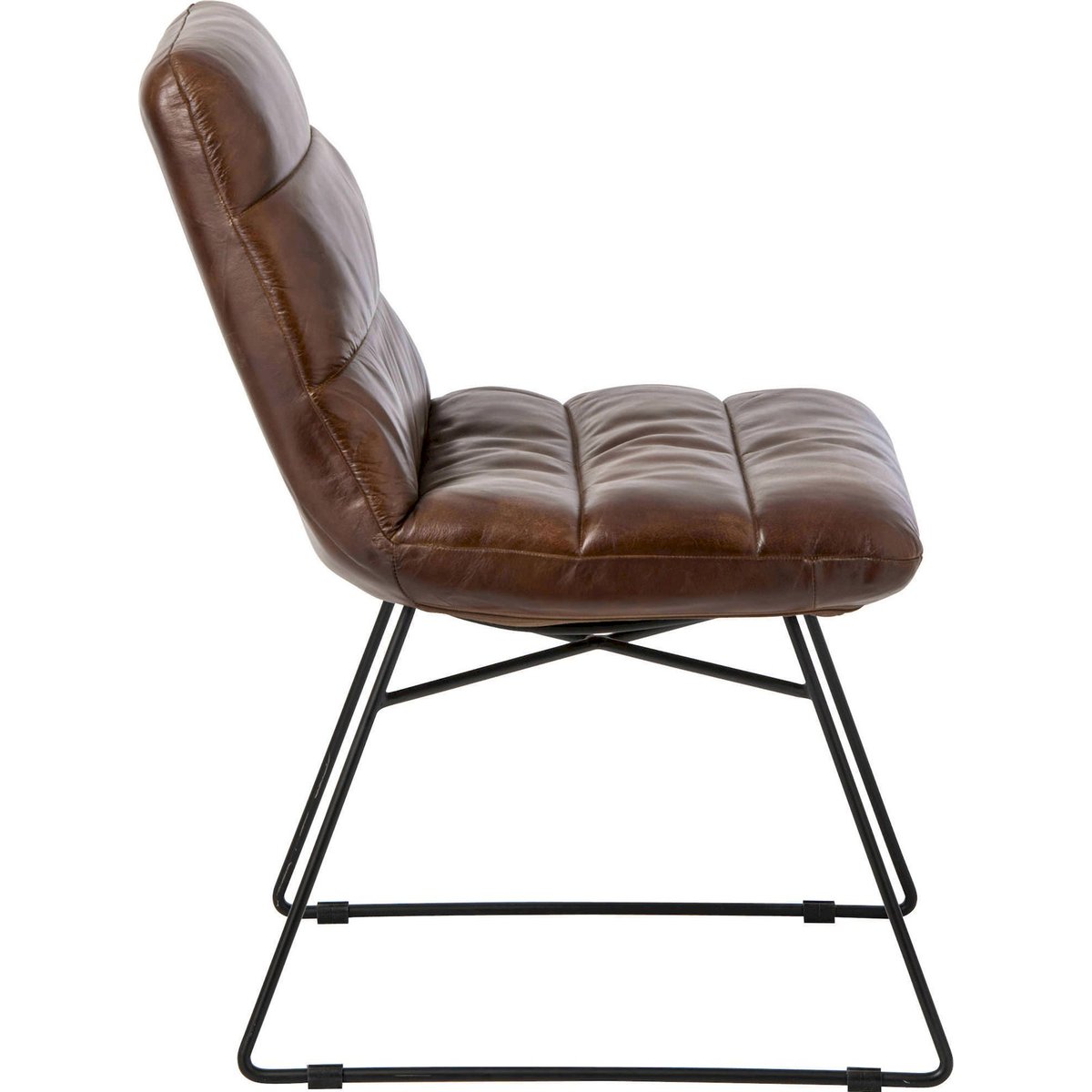 Chaise en cuir au capitonnage confortable marron, RECOLLECTION