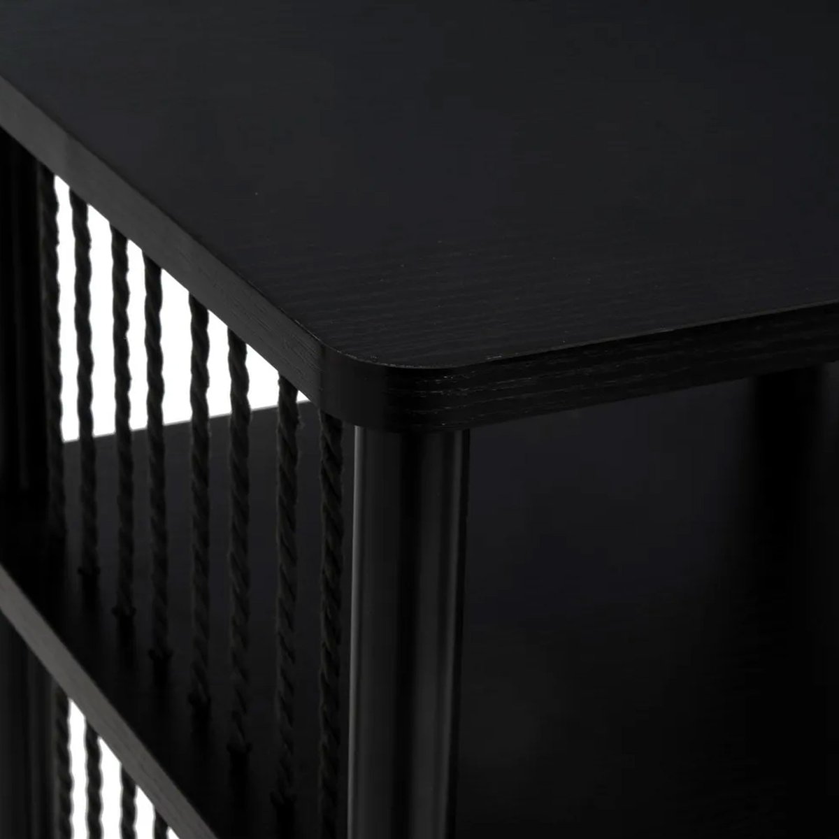 Table de chevet noire métal et corde 34x30x56cm noir, WADIGA