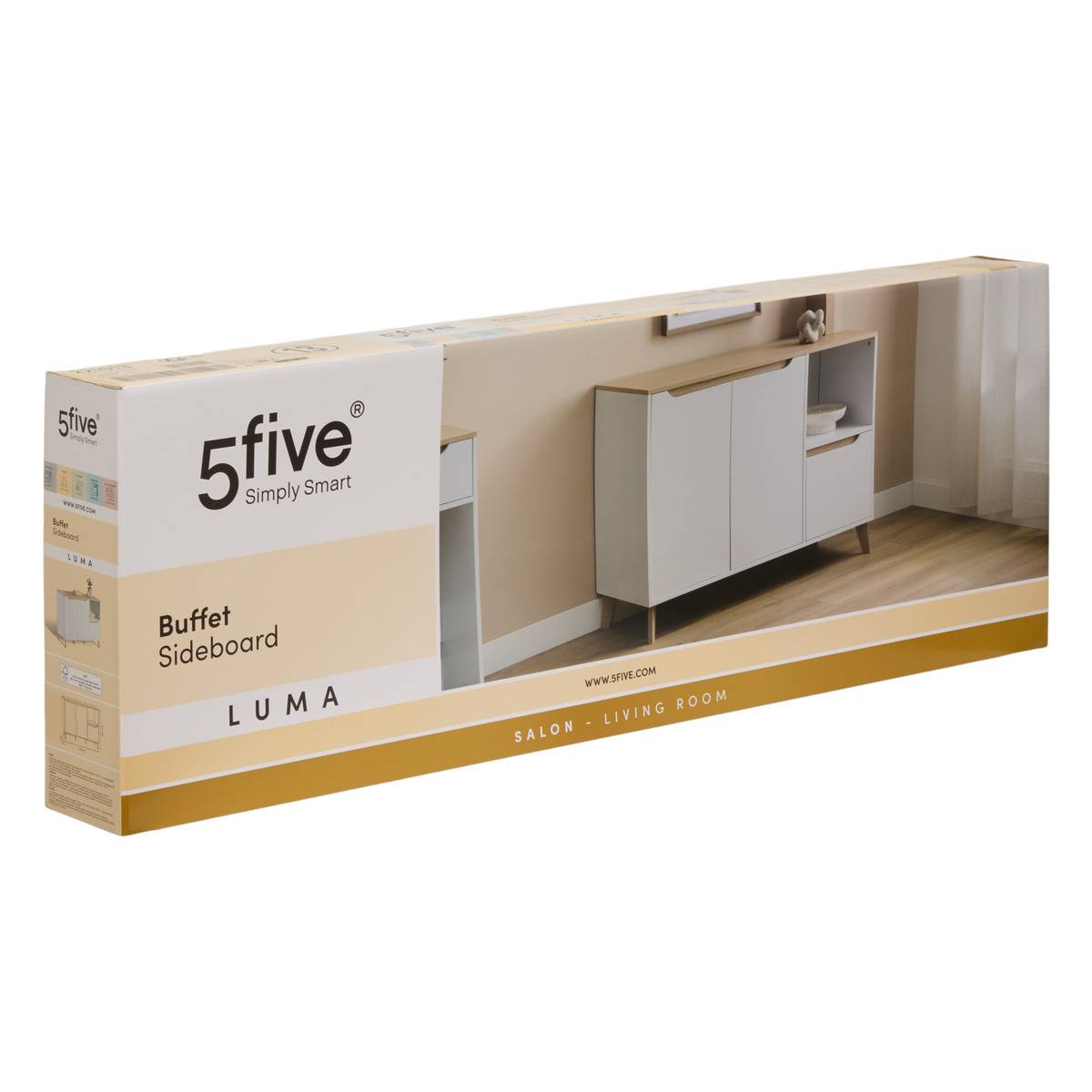 Buffet rectangulaire avec portes et tiroir LUMA blanc, 5FIVE SIMPLY SMART