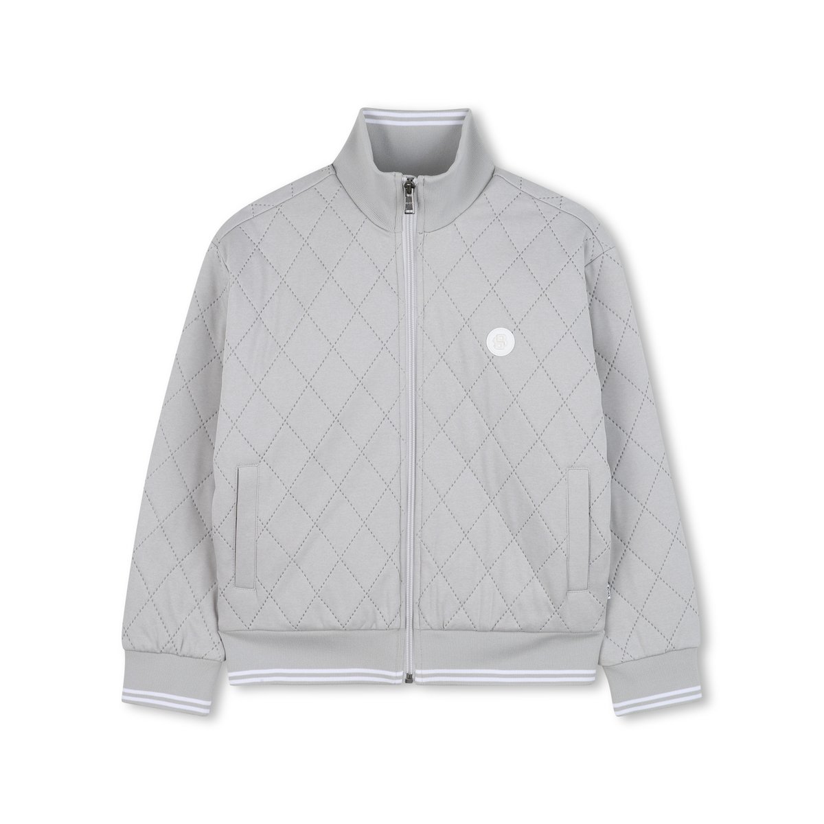 Cardigan con colletto rialzato gris chine, BOSS KIDSWEAR