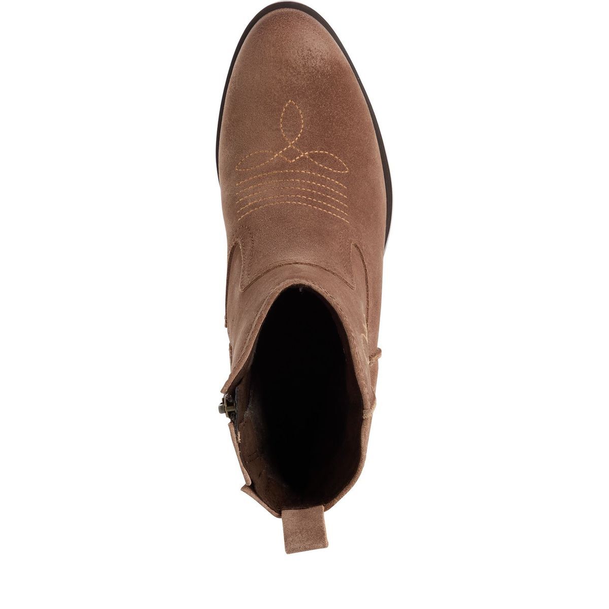Bottine en cuir marron foncé combiné, MARCO TOZZI