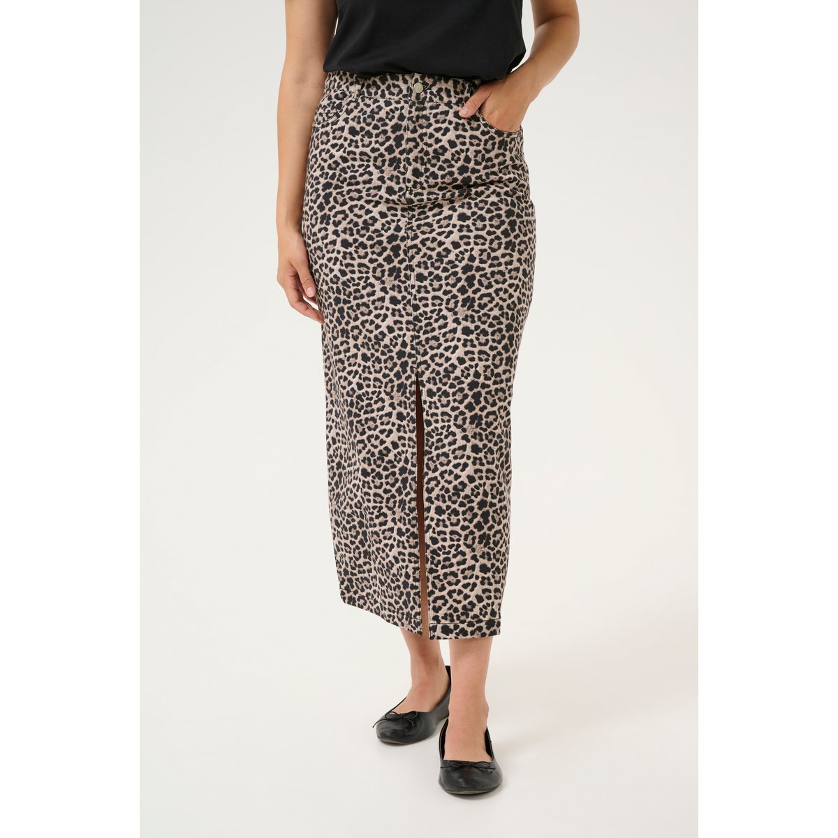 Skirt marron classic leopard, KAFFE