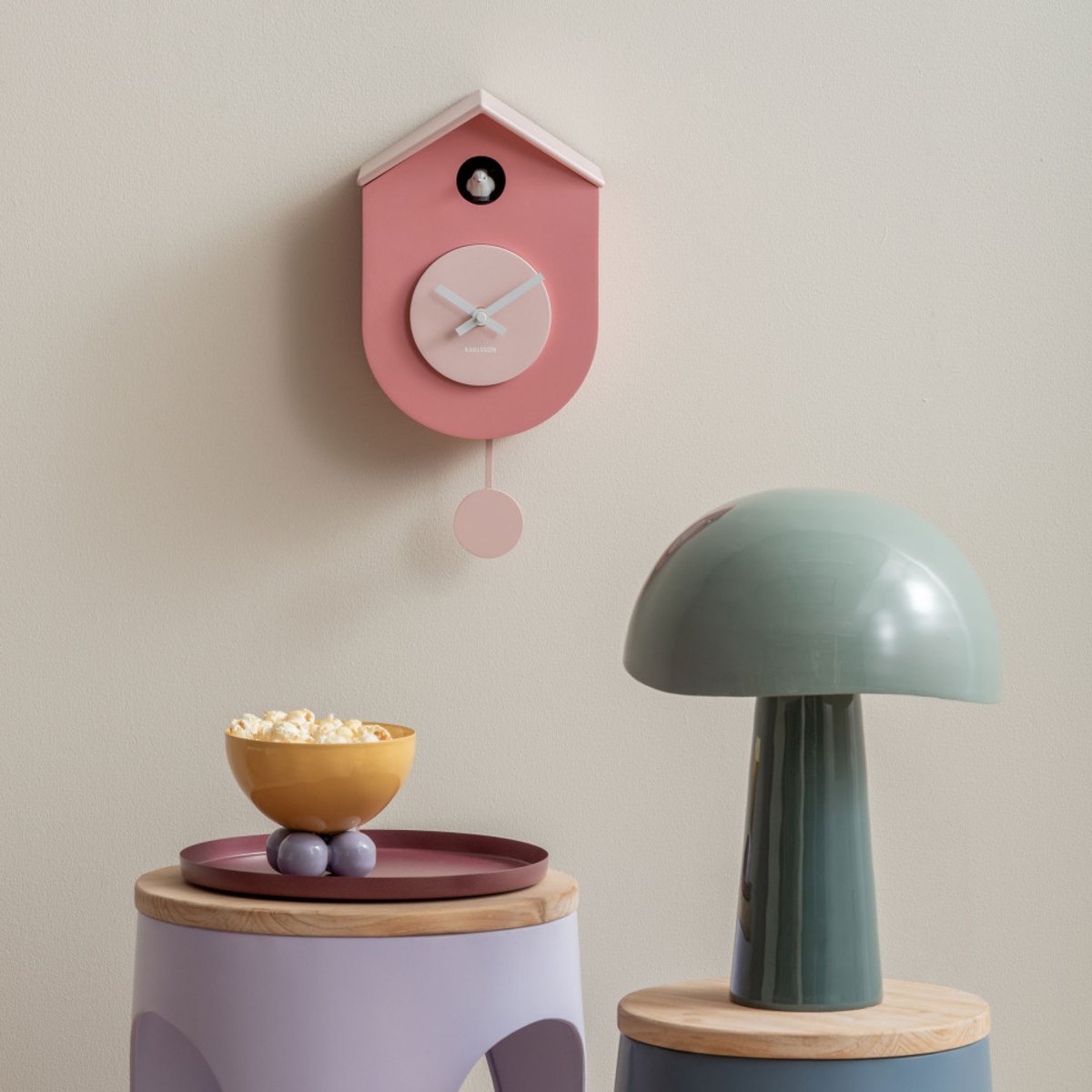 Horloge à pendule- GRATO CUCKOO rose, KARLSSON