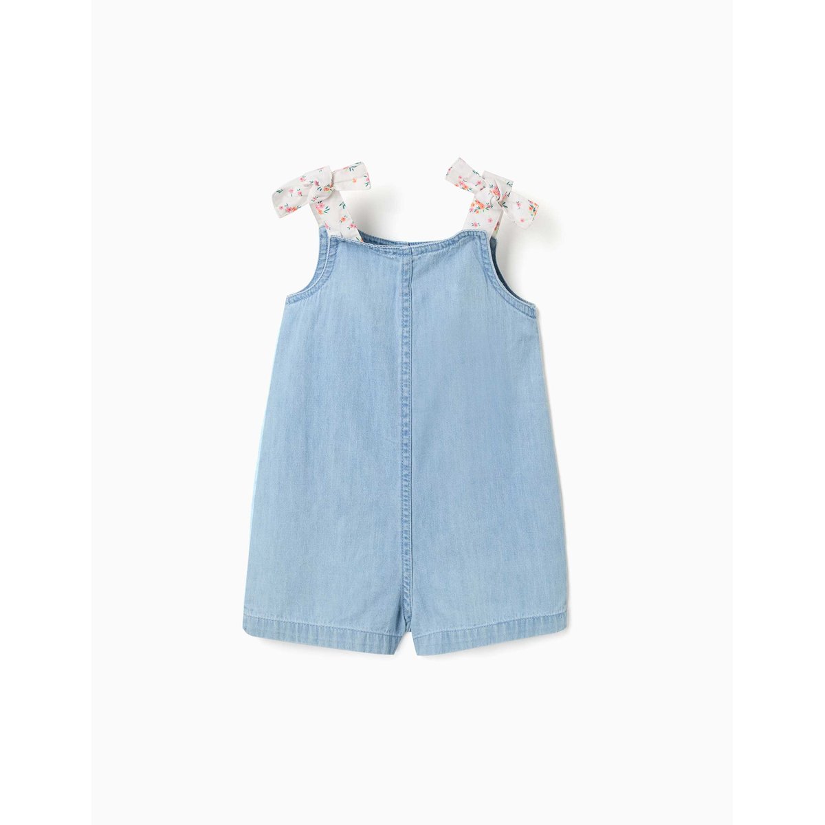 Combishort en jean avec bretelles à motif floral bleu, ZIPPY
