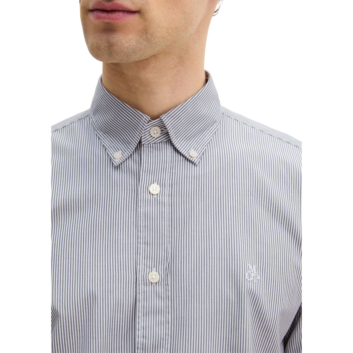 Chemise regular en popeline de coton bio gris, MARC O'POLO