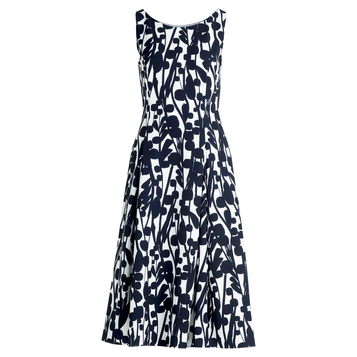 Robe de cocktail à imprimé blanc/bleu, VERA MONT