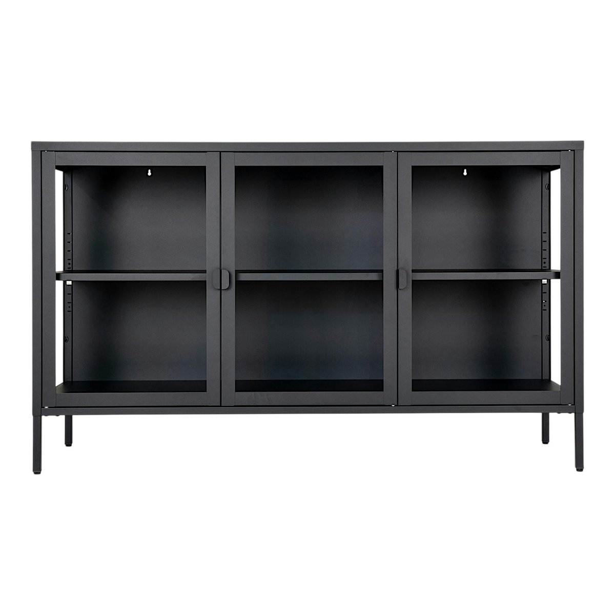Buffet en métal, 3 portes vitrées ODENSE noir, PIER IMPORT