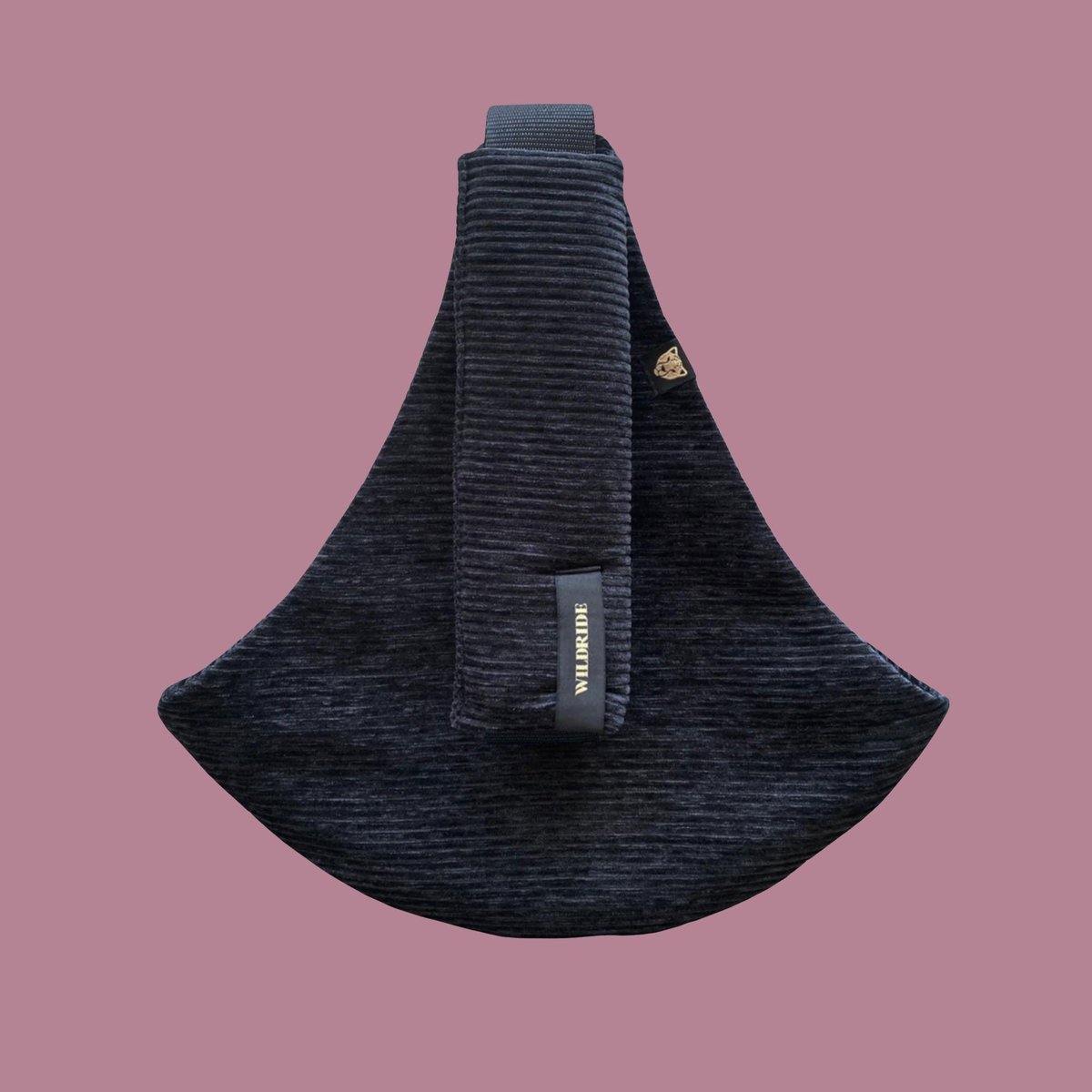 Porte-bébé en velours côtelé noir, WILDRIDE
