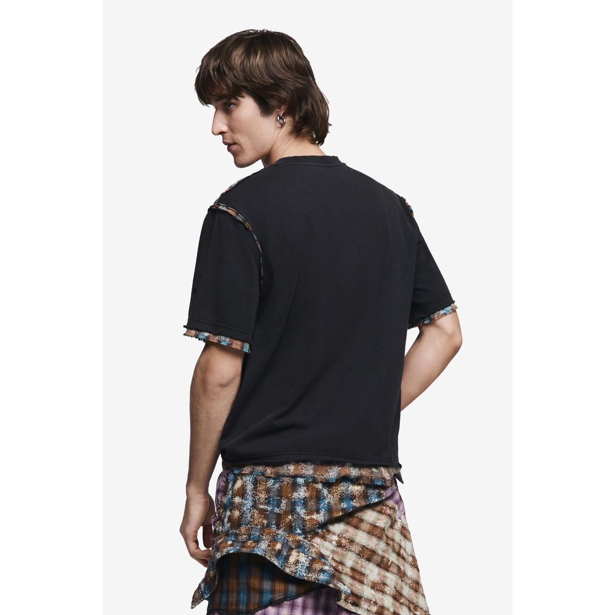 T-shirt à manches courtes détails coutures noir, DESIGUAL