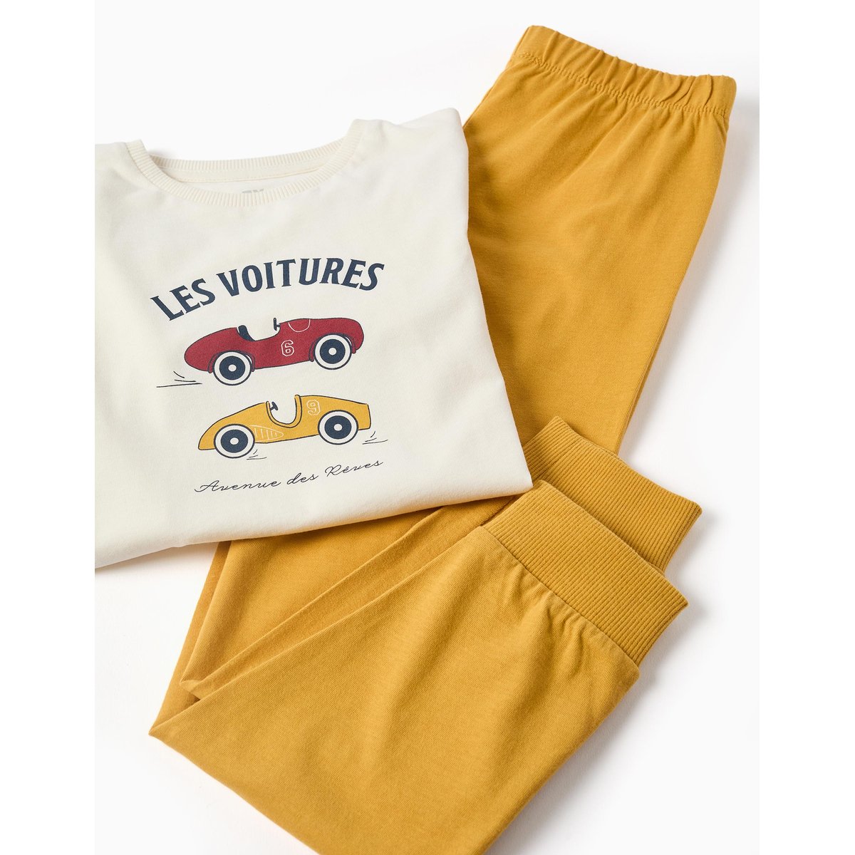 Pyjama en coton avec imprimé de voitures de course blanc, ZIPPY
