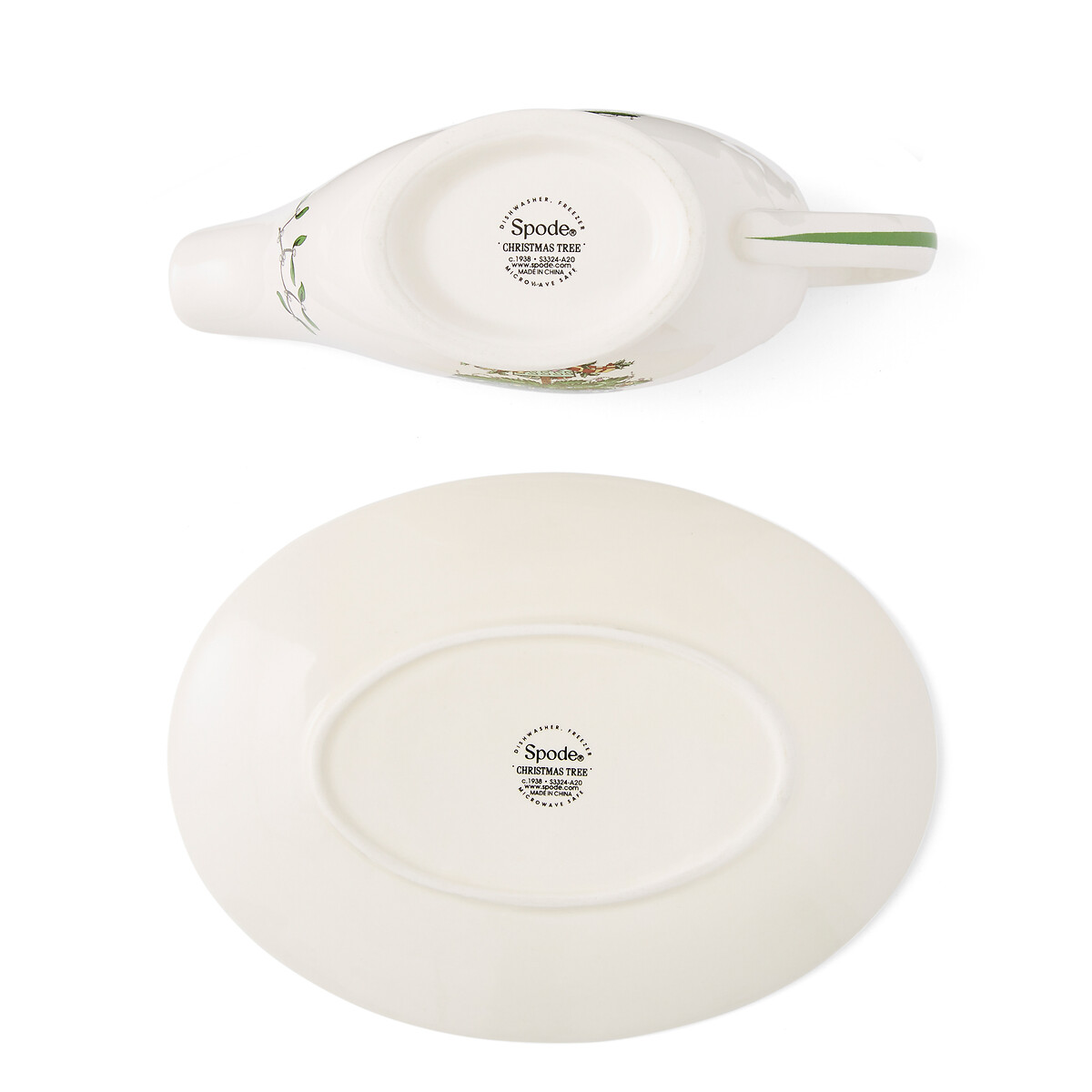 Christmas Tree Gravy Boat & Stand white, SPODE