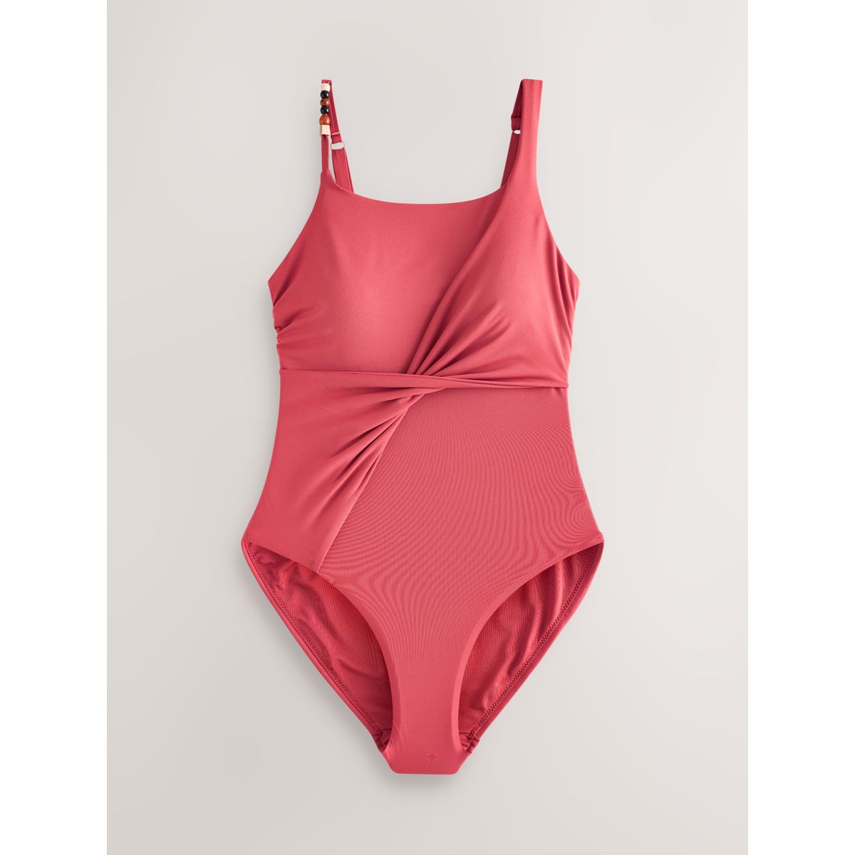 Maillot de bain gainant à bretelles perles rouge rouille, NEXT