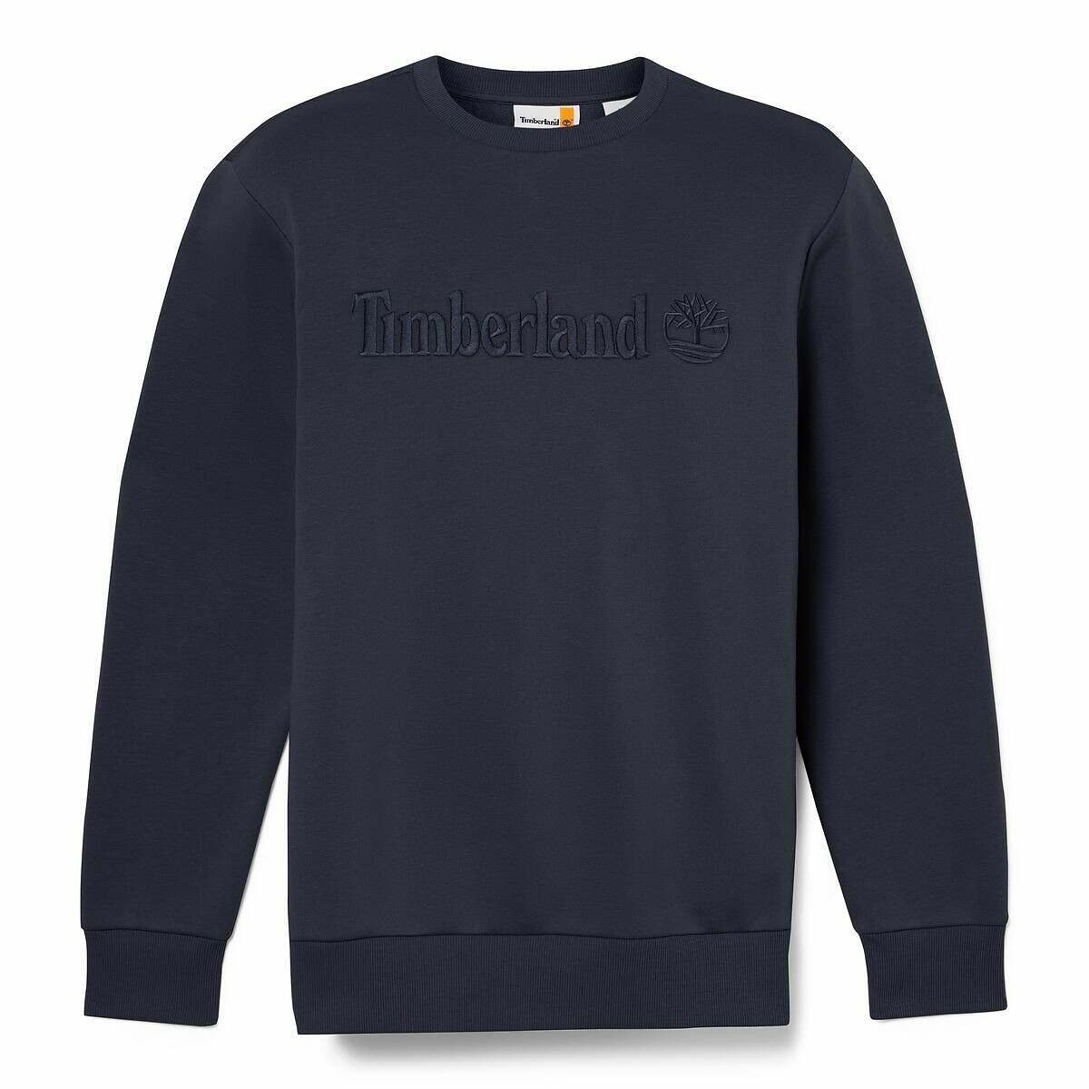 Sweat col rond avec logo brodé ton sur ton bleu marine, TIMBERLAND