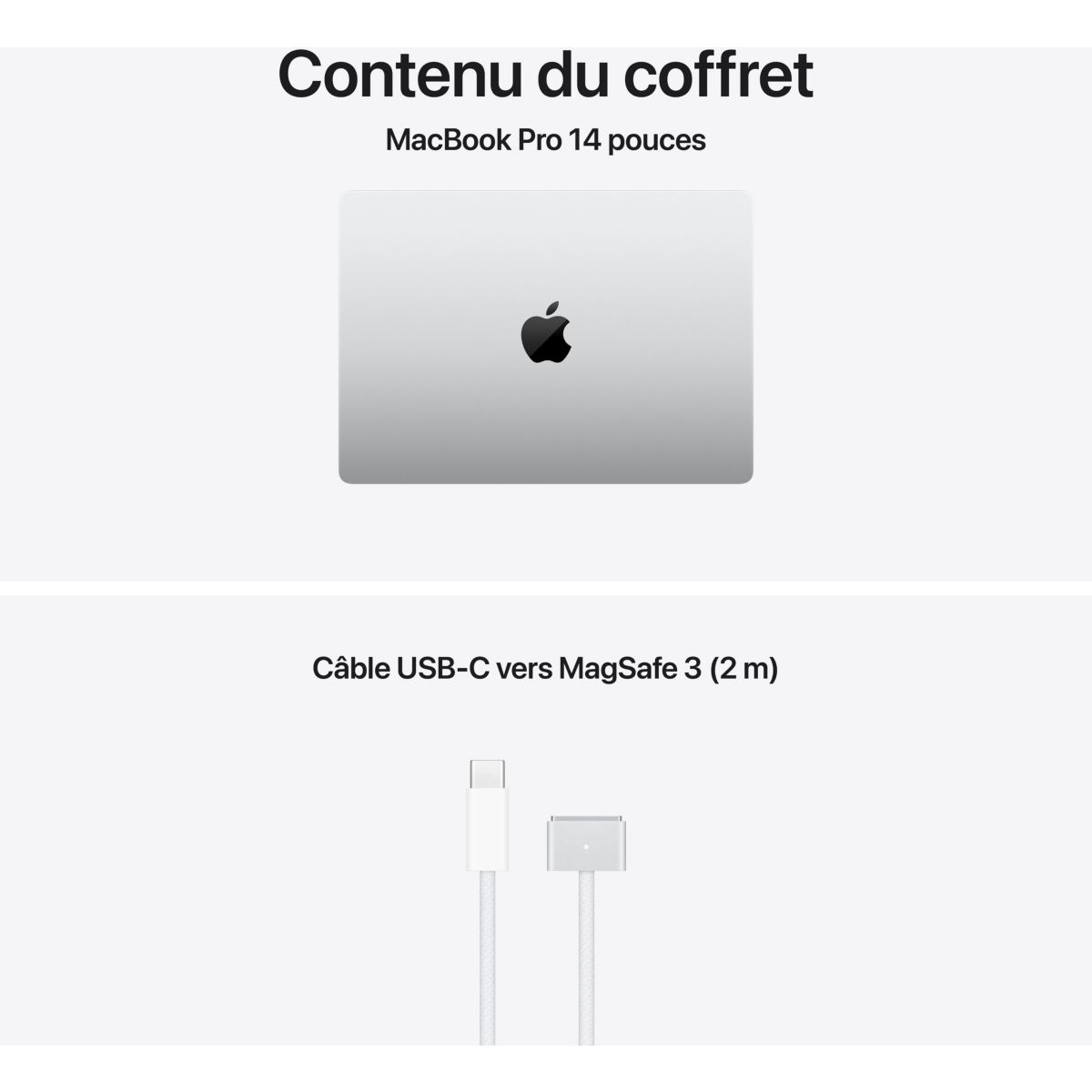 Ordinateur Apple Pro 14" Puce M5 Pro CPU 15 / GPU 16 coeurs Mémoire RAM 24Go Stockage 1To SSD XDR Argent couleur unique, APPLE
