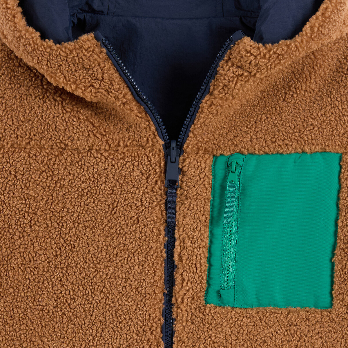 Blouson mi-saison, réversible sherpa bleu marine/camel, LA REDOUTE COLLECTIONS