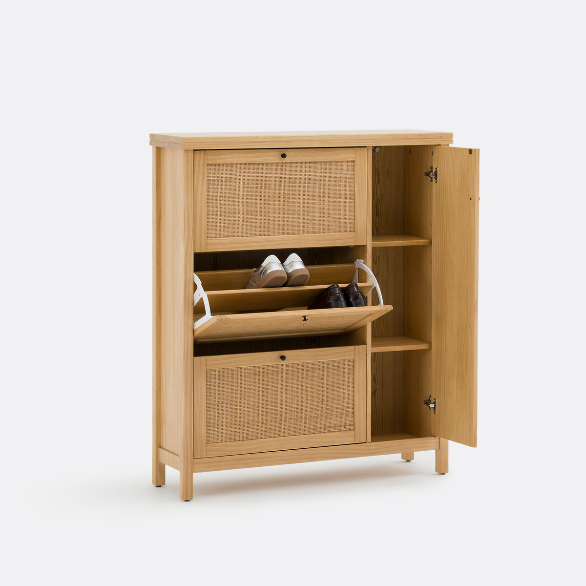 Sapateira, pinho maciço e cana de rattan, Gabin natural, LA REDOUTE INTERIEURS
