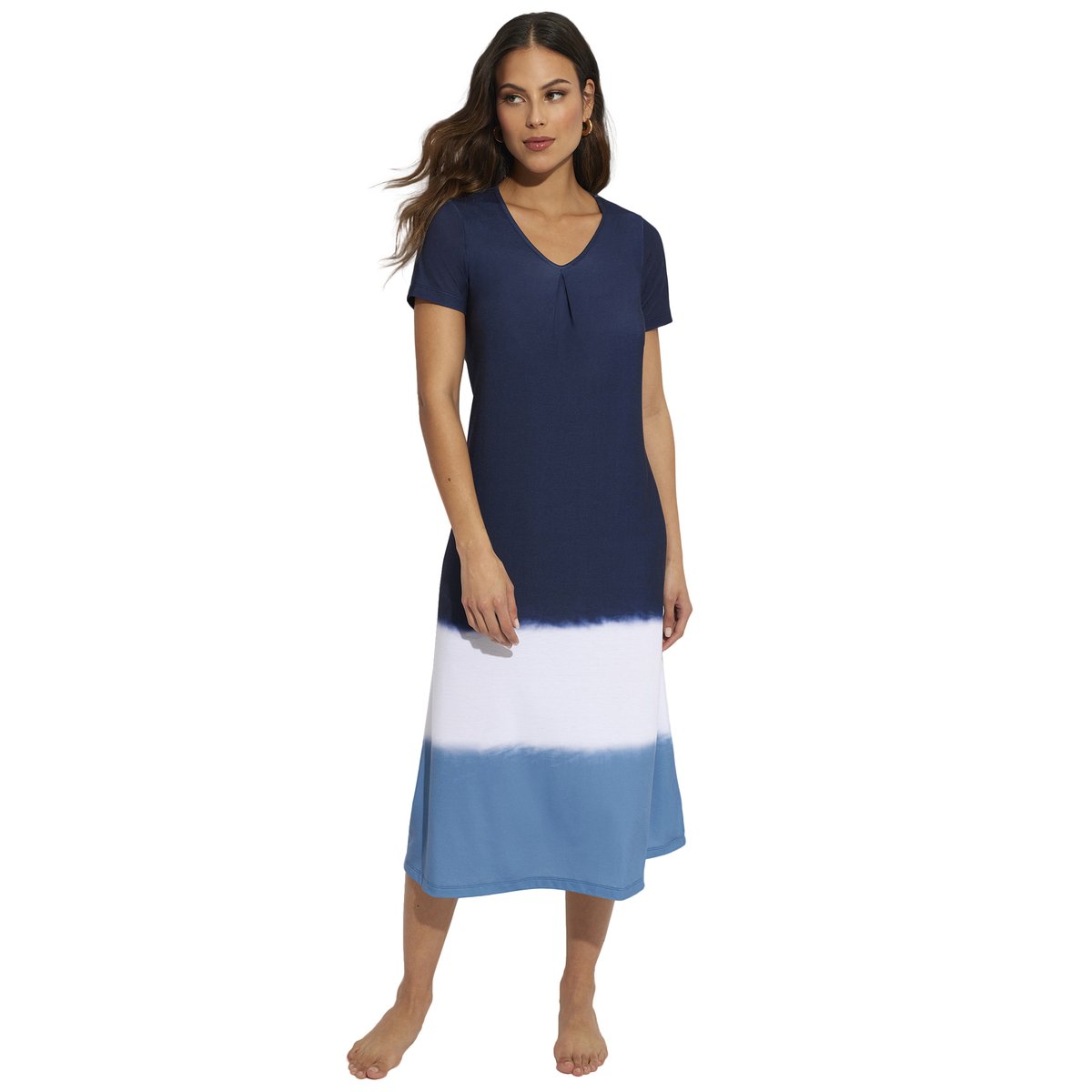 Robe longue estivale manches courtes Complementos bleu marine, SELMARK MARE