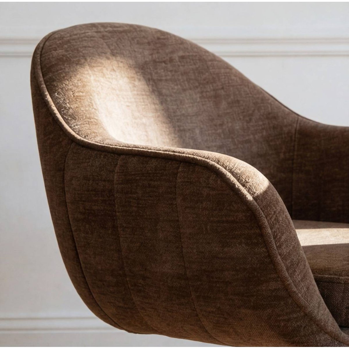 Lot de 2 chaises en tissu FLORINE marron, MADE IN MEUBLES
