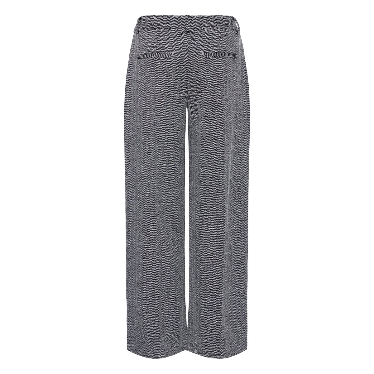 Pantalon à jambes larges black/white herringbone, ICHI