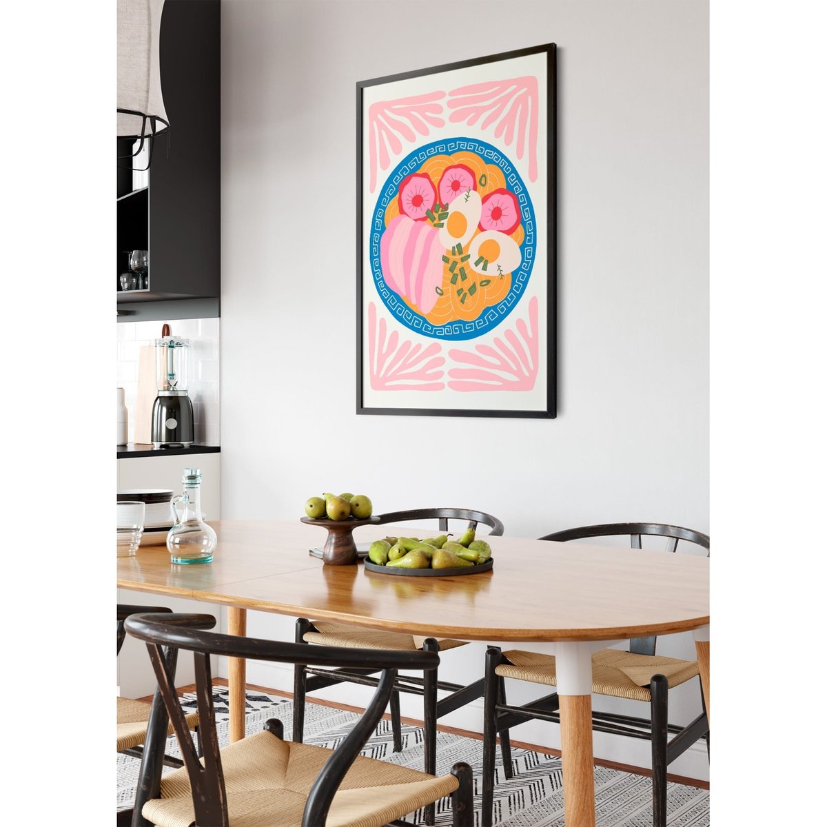 Affiche Assiette de Nouilles Asiatiques blanc, L'AFFICHERIE