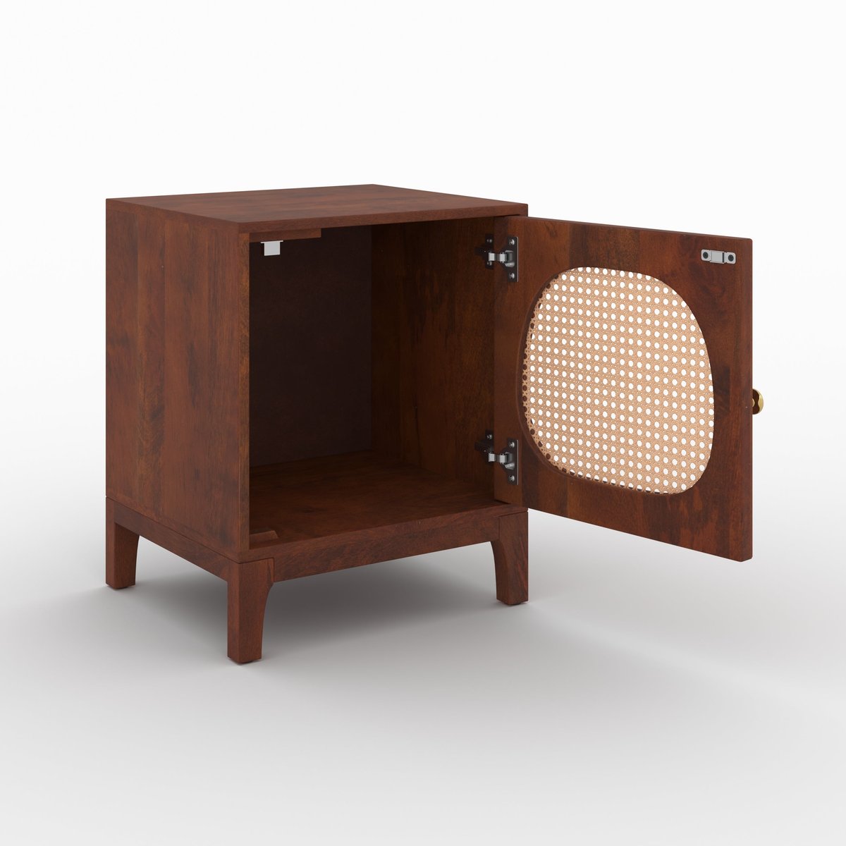 Table de chevet en bois de manguier et cannage - LANKA marron foncé, MAISON PAVANE