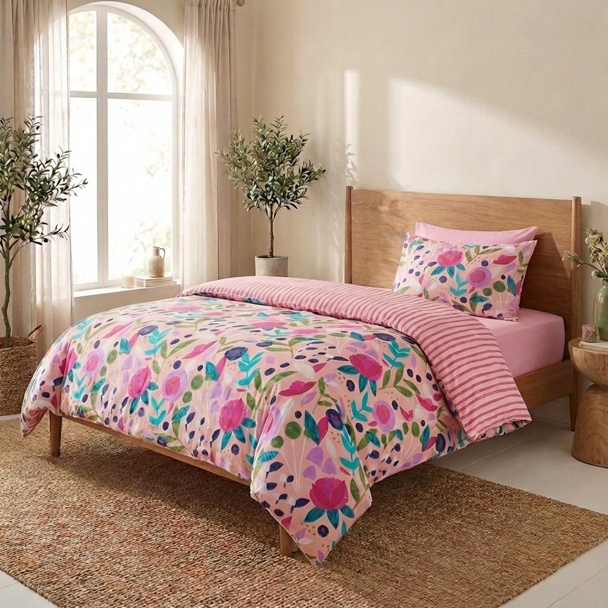 Parure de lit en Percale de Coton Floral Collage Rose - KATE MERRITT rose, EDEN