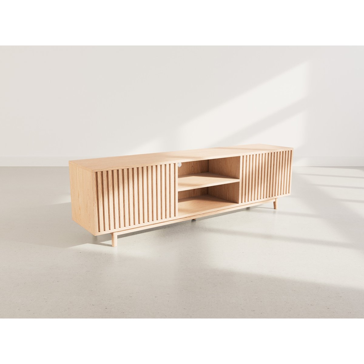 Meuble TV 2 portes 2 niches, FREYA bois, BEST MOBILIER