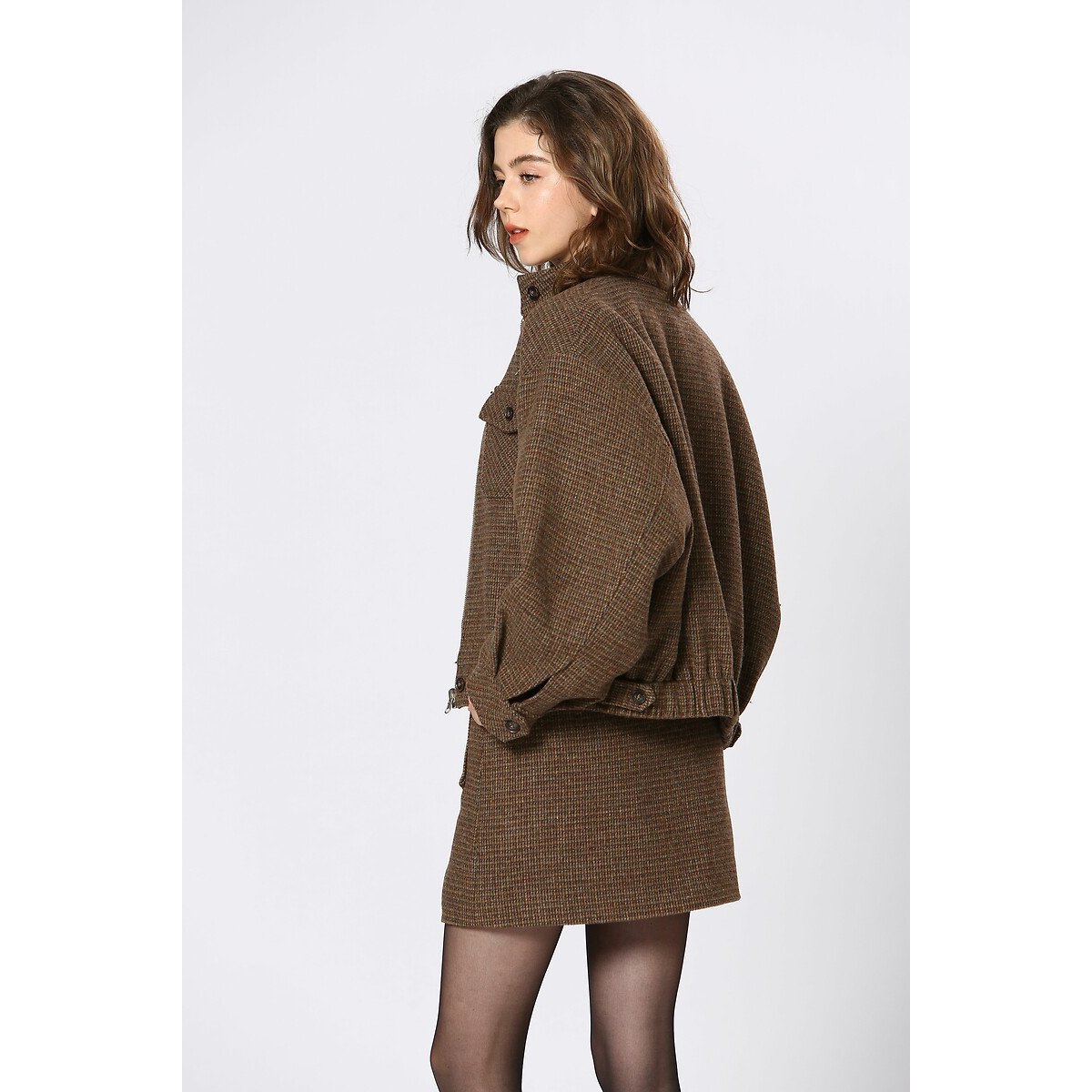 Cropped Zip-Up Jacket brown, SEE U SOON