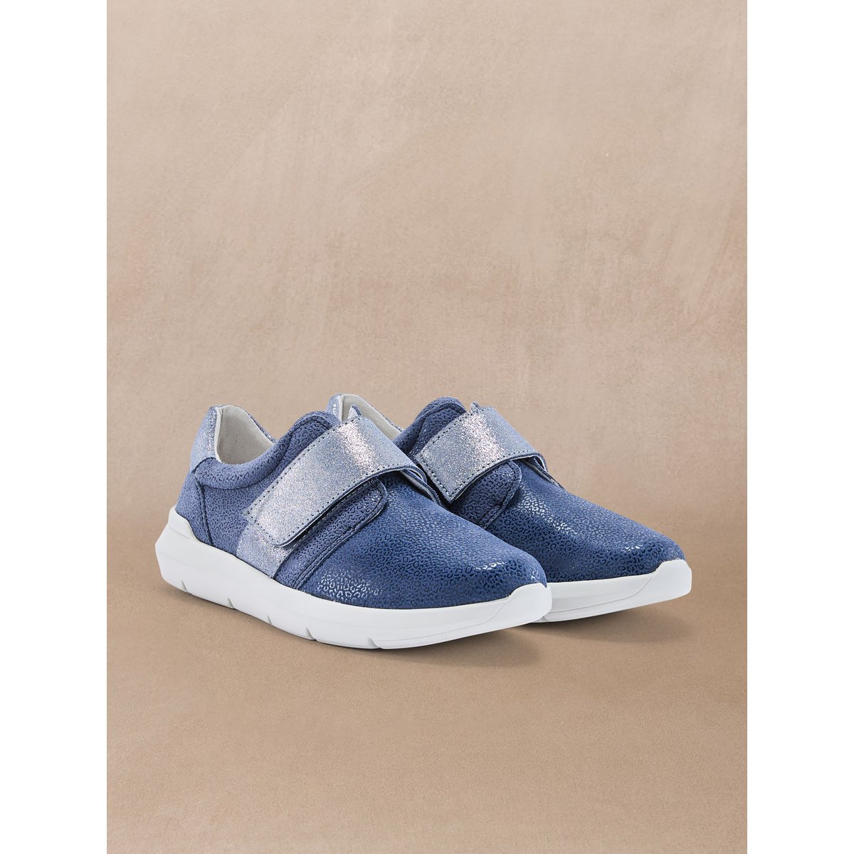 Derbies femme à scratch bleu, PEDICONFORT