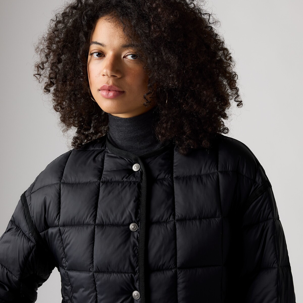 Short Crew Neck Quilted Padded Jacket charcoal, LEVI'S