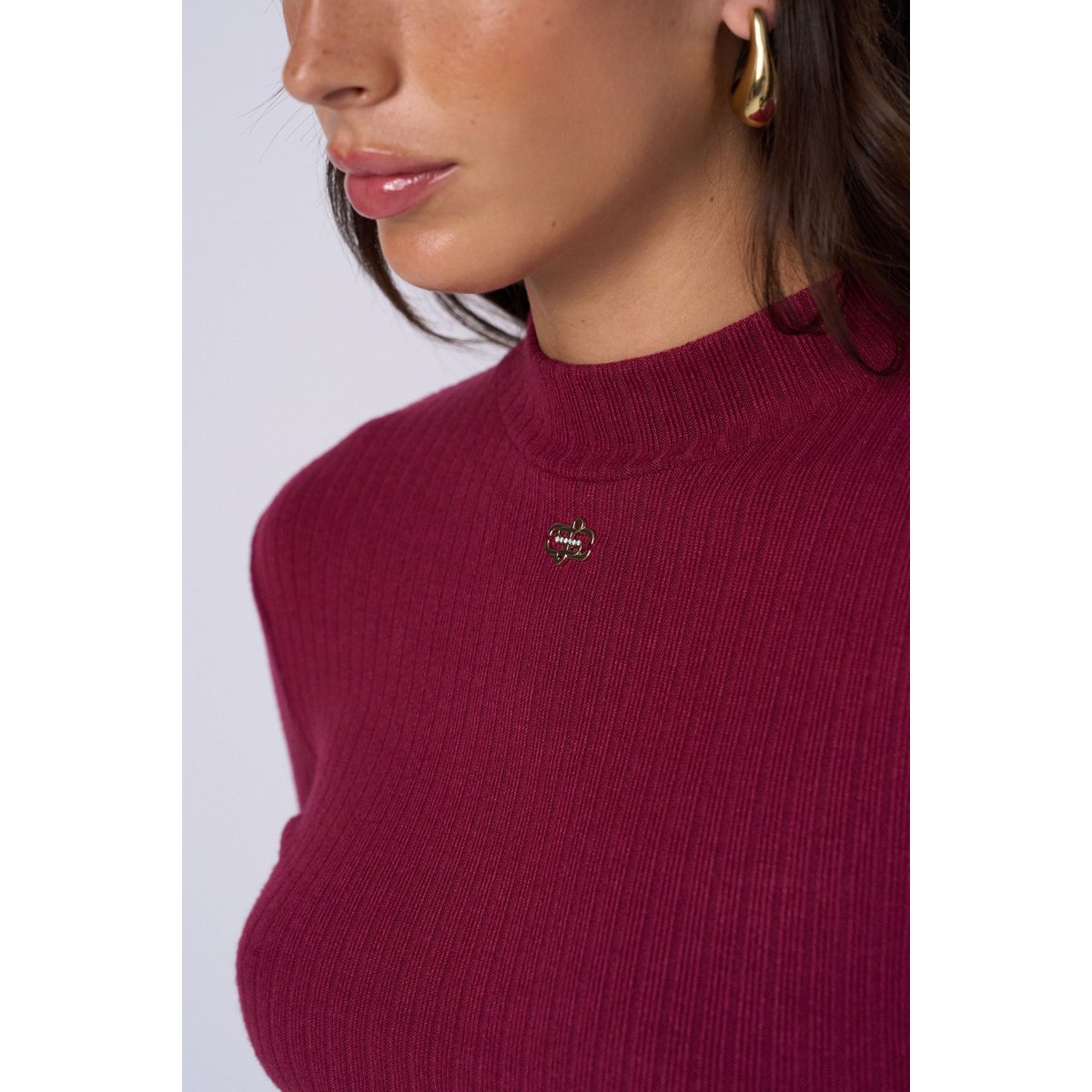 PULL EN MAILLE CÔTELÉE rouge, SALSA JEANS