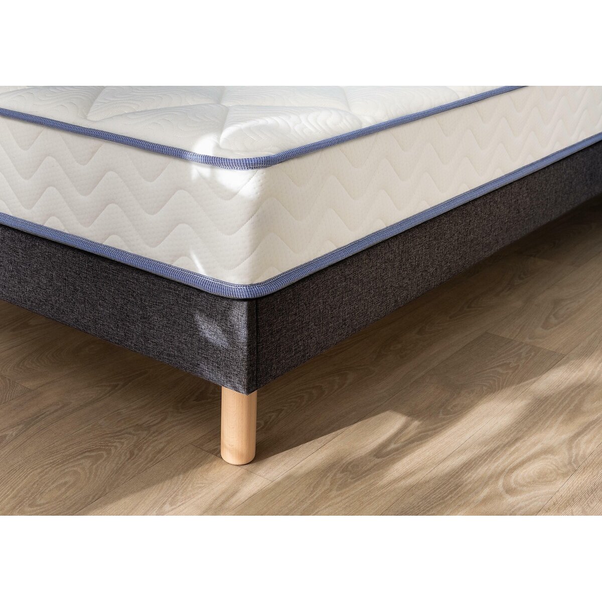 Ensemble matelas roulé et sommier kit, Sweety blanc/gris anthracite, MERINOS
