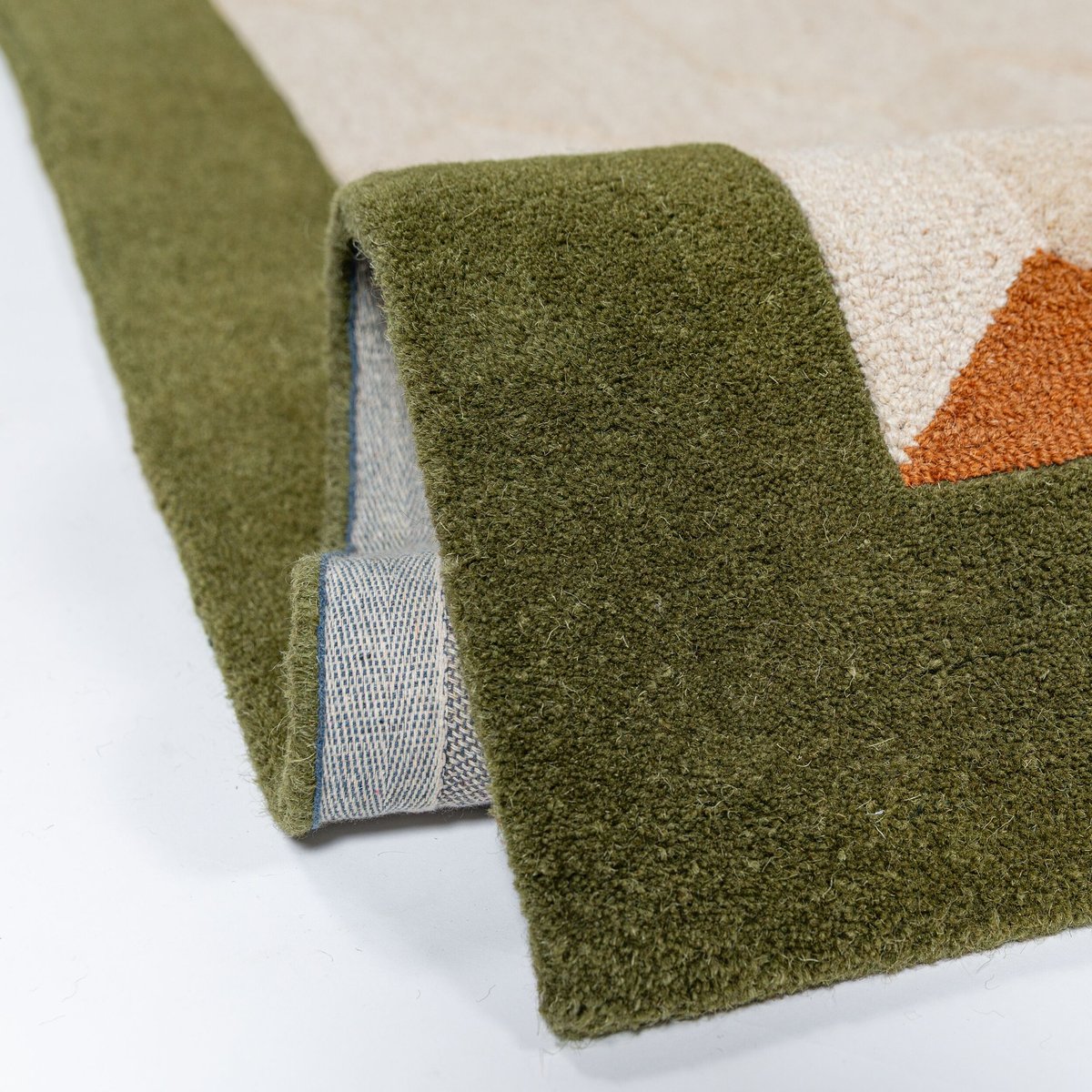 Tapis de couloir en laine à bordure APEX BORDER vert, FLAIR RUGS