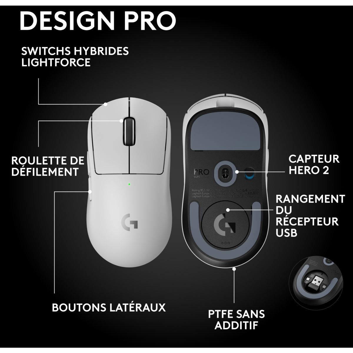 Souris Gamer Sans Fil Pro X Superlight 2 SE Blanche couleur unique, LOGITECH