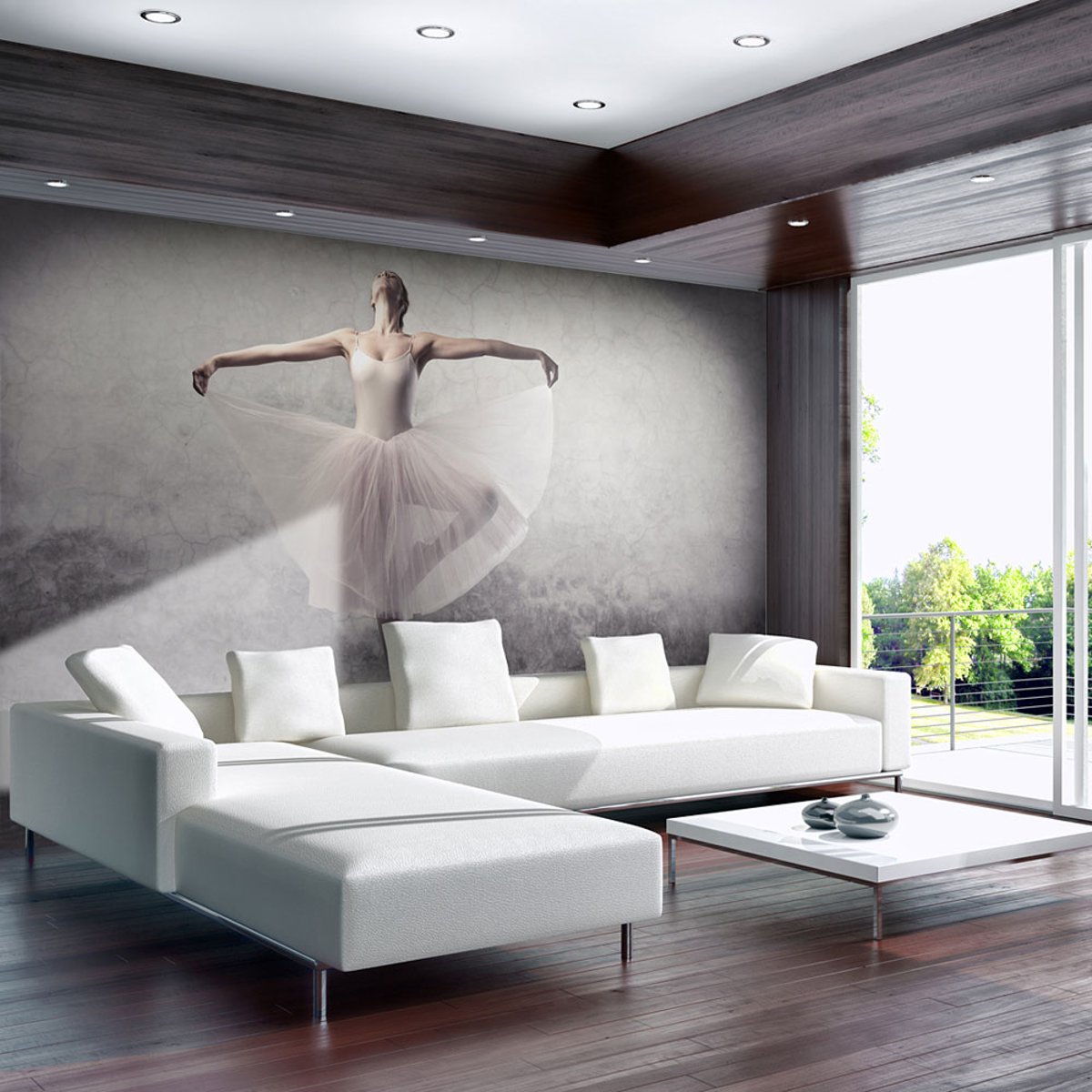 Papier peint intissé panoramique Hobby Ballet - poésie sans mots blanc, EDEN