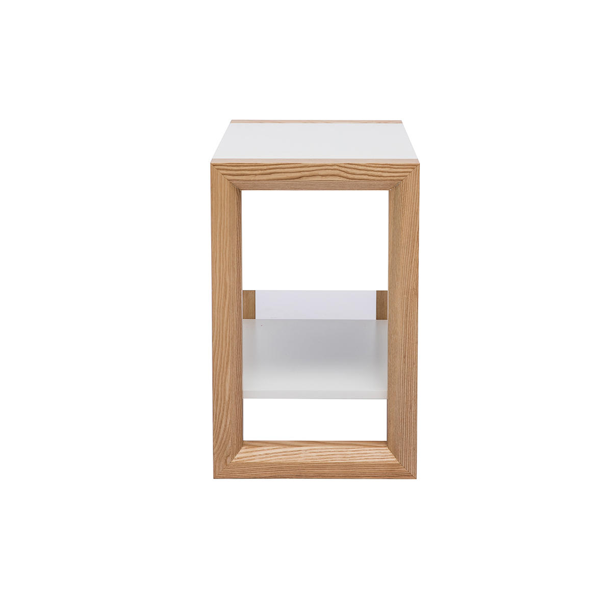 Table de chevet blanc et bois clair frêne massif ARMEL blanc, MILIBOO