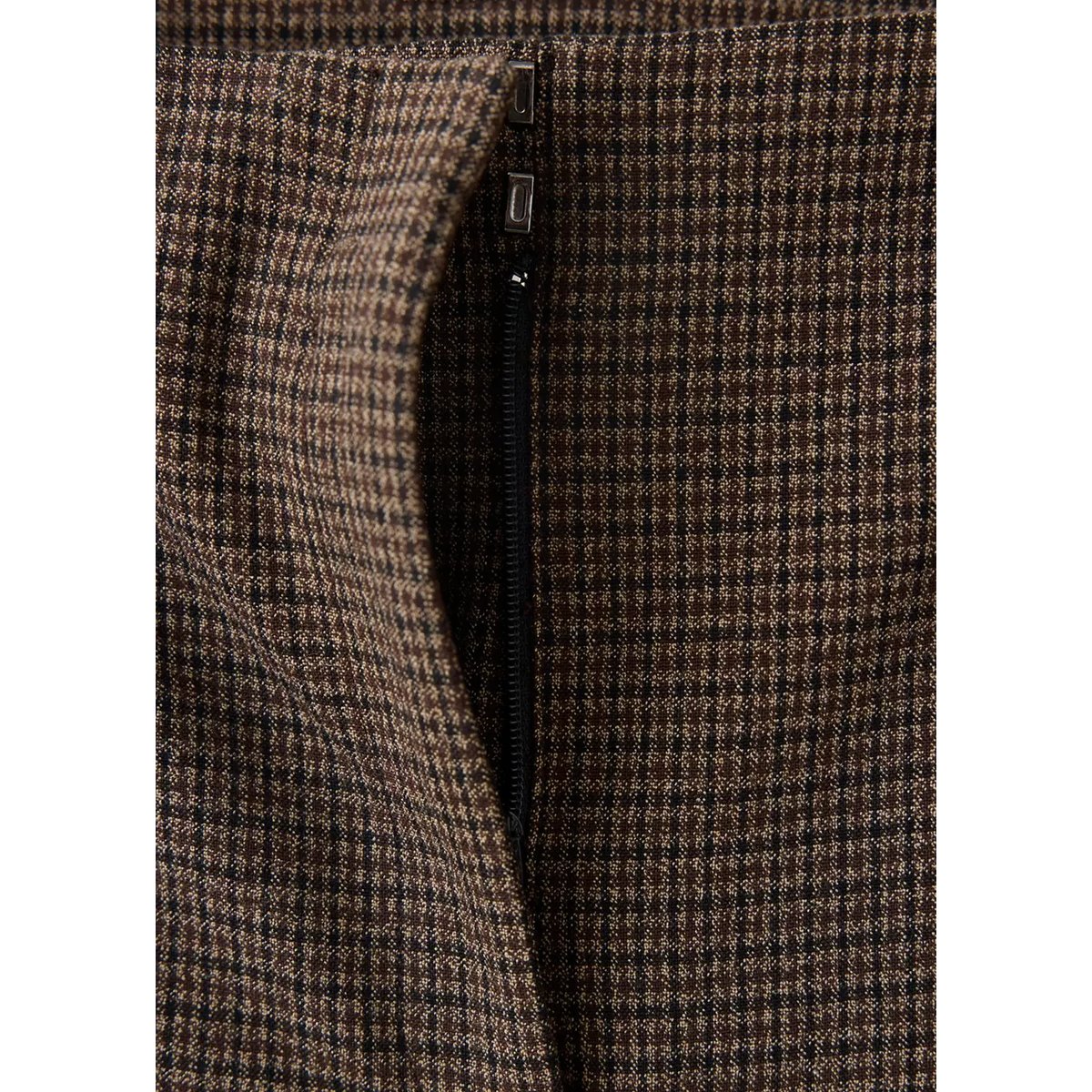 Pantalon ajusté pied-de-poule marron moyen, MANGO