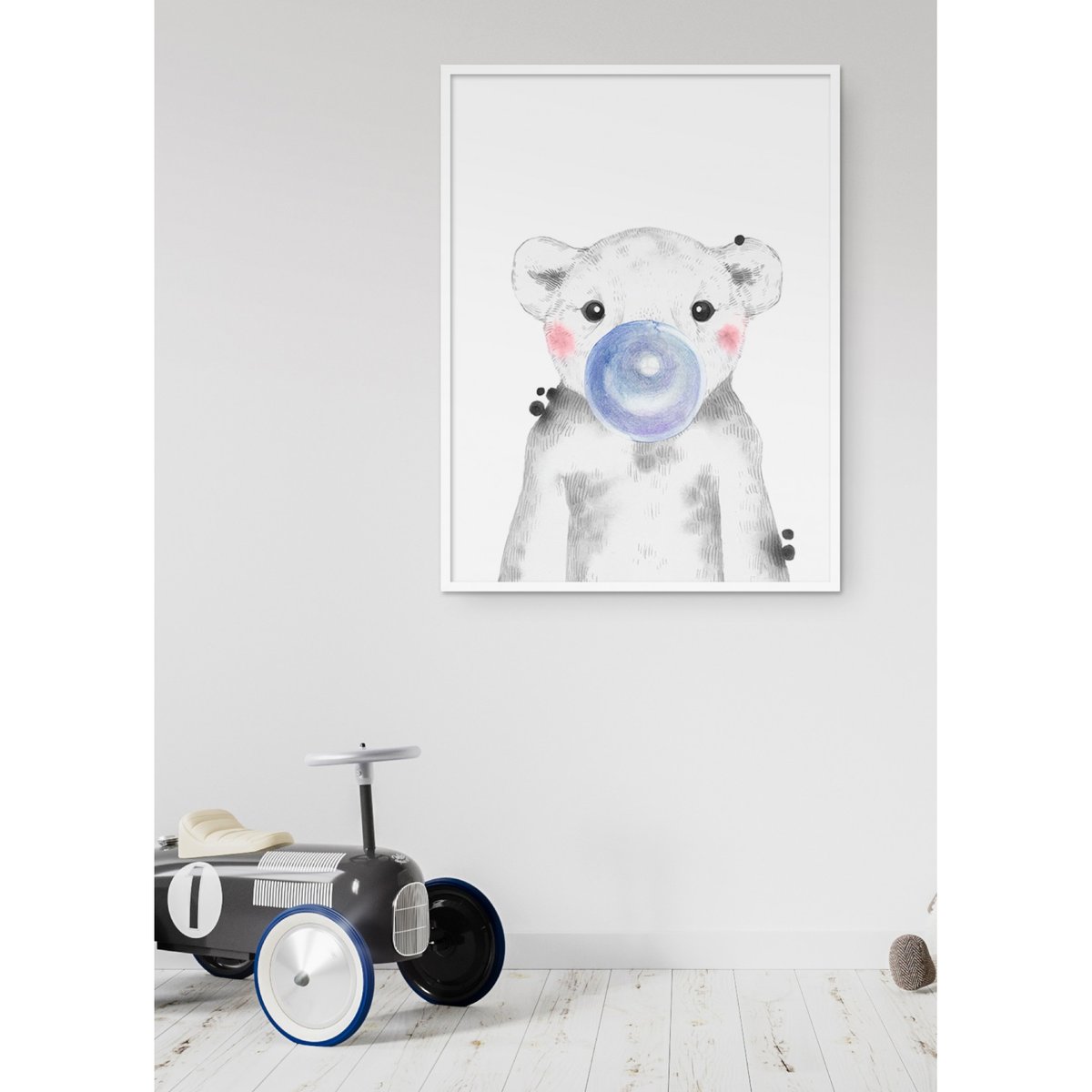 Affiche Bulle d'Ourson Bleue blanc, L'AFFICHERIE