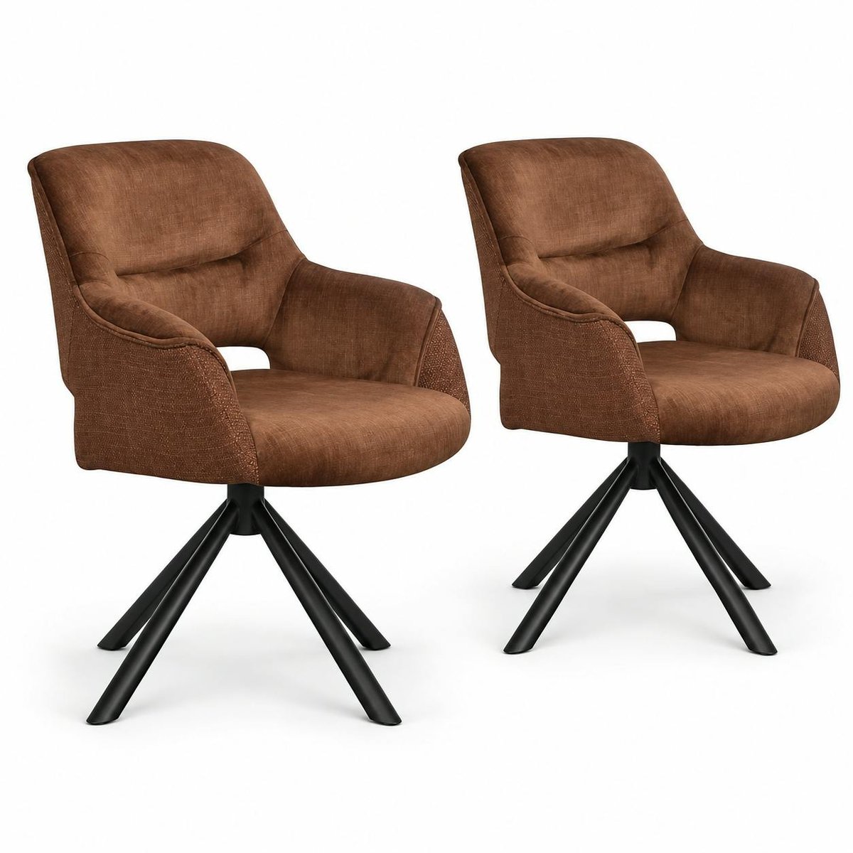 Fauteuil de table pivotant en tissu (lot de 2) IENA cuivre, PIER IMPORT